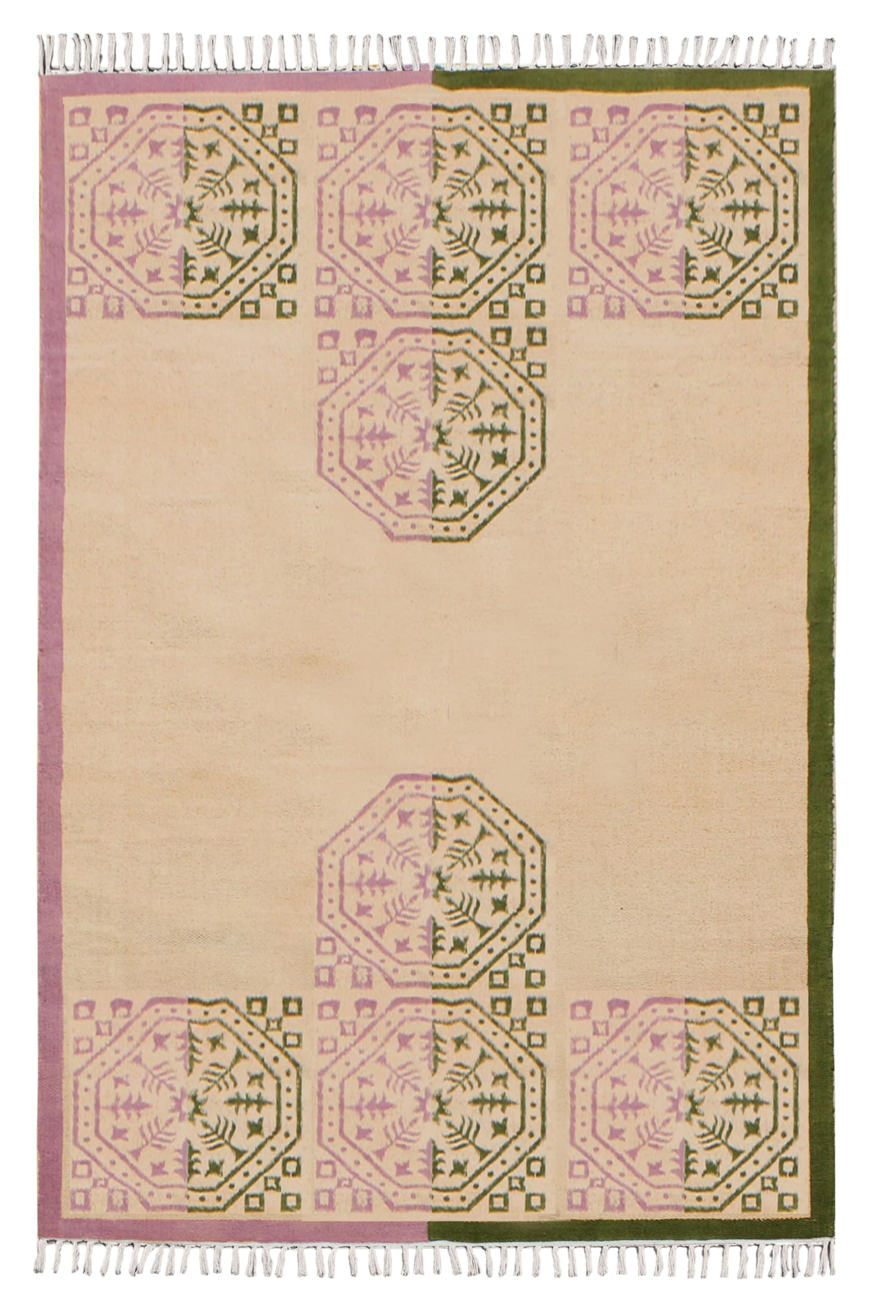 Alfombra bohemia para mesa de comedor y pasillo con diseño de 7 cuadradas CASAVANI