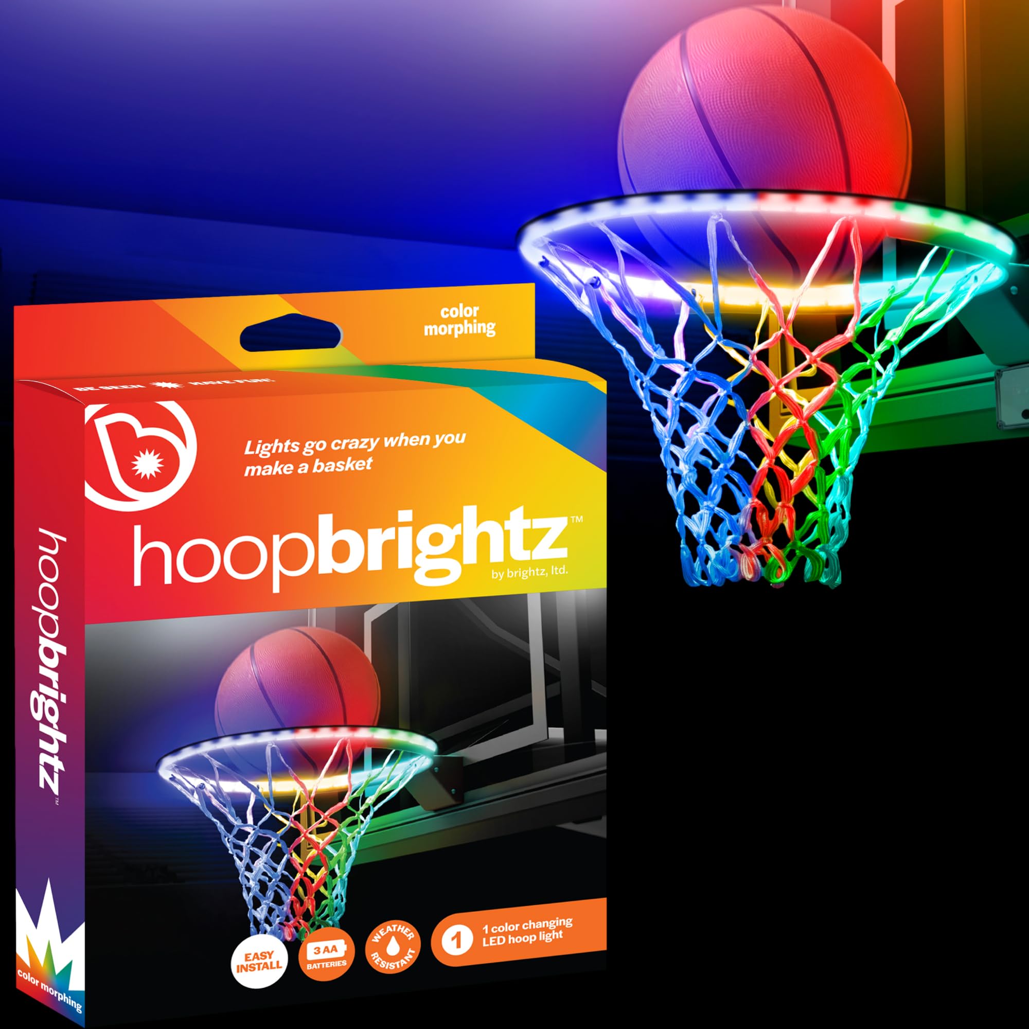 Brightz HoopBrightz LED Basketball Hoop Light, Color Changing - Motion Sensing Hoop Light - Lights Go Crazy When You Score - Fun Unique for Adults, Boys, & Girls Who Love Basketball