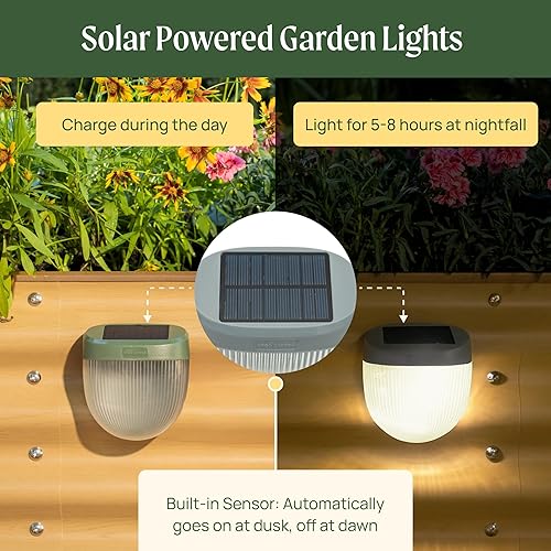 Miniatura 3 de Vego garden Luces solares de jardín onduladas con sensores automáticos. Se magnetizan de forma segura a las camas elevadas, luz LED impermeable IPX4