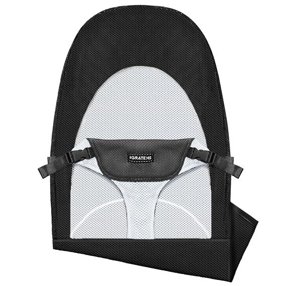 iGRATENS Fabric Seat for Bouncer - Cover for Baby Bjorn Bouncer Balance Soft & Bliss, Ventilated Mesh, Skin -Friendly, Machine Washable, Black
