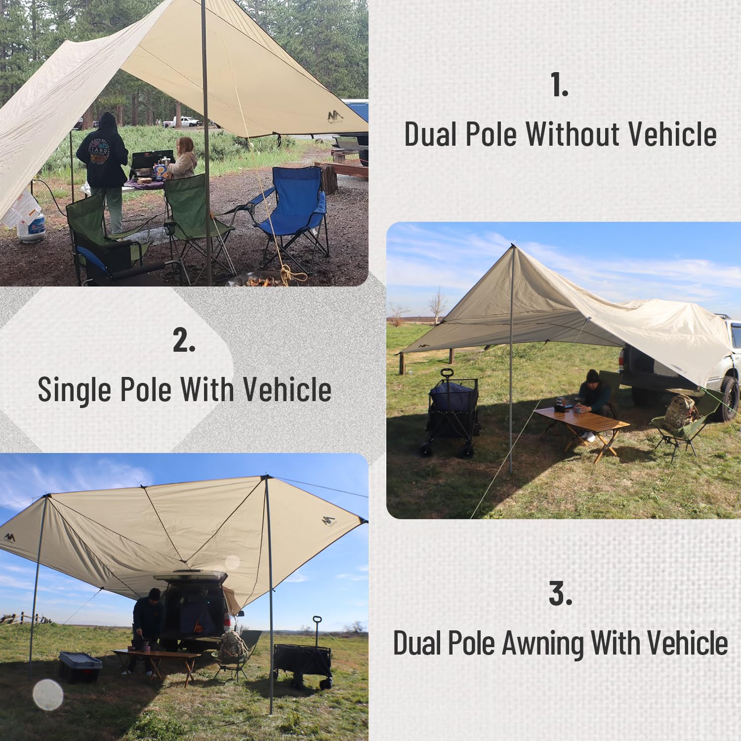 Auto Markise Vorzelt, Wasserdicht Sonnensegel Camping Dachzelt Dachträger Sonnenschutzdach mit UV-Schutz (UV80) & Wasserdicht-Coating Heckklappe für Auto SUV Wohnwagen PKW Van Outdoor (485 x 427 cm)