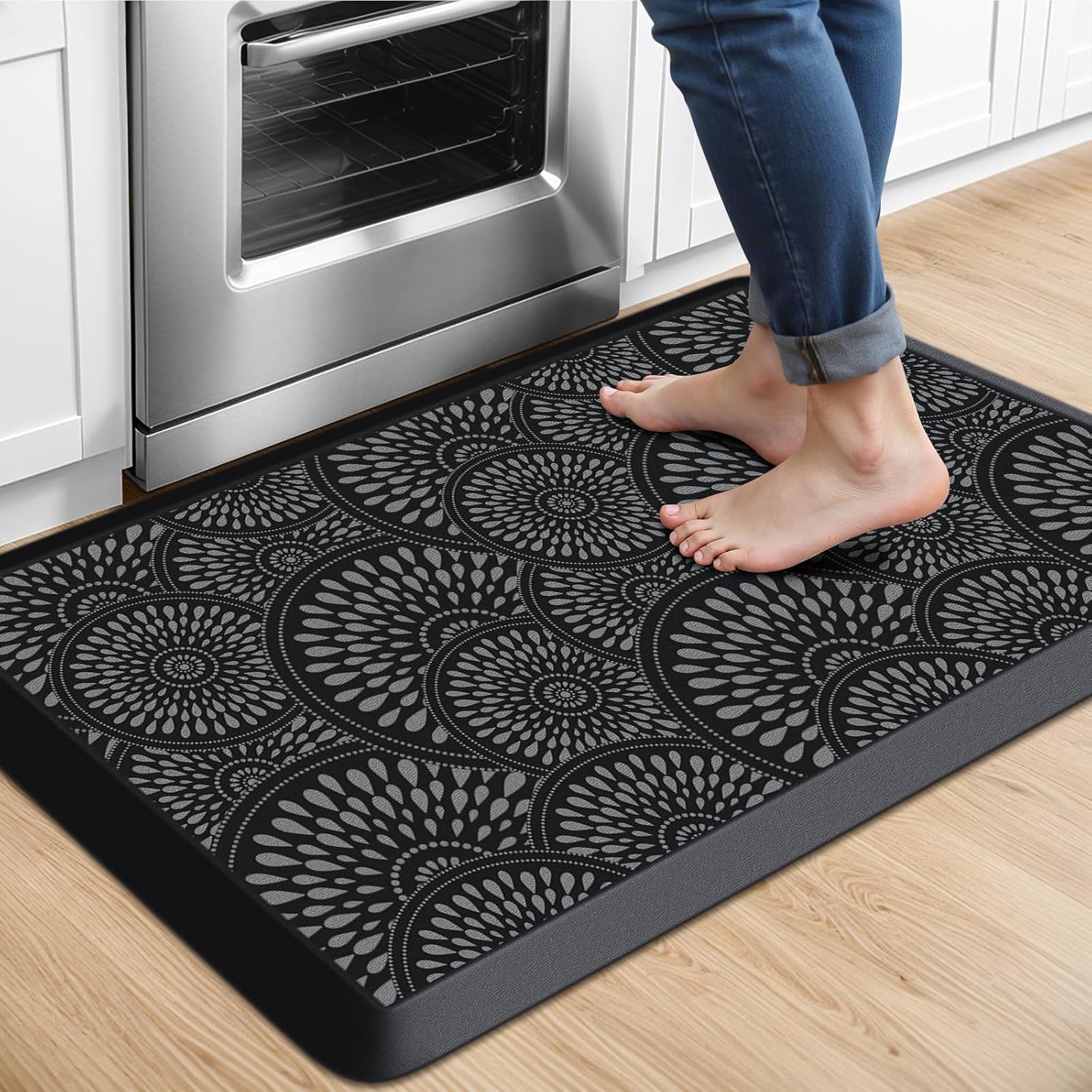 Mattitude Kitchen Mat, 17.3x28in Heavy Duty Ergonomic Comfort Foam Standing Desk Mat, Waterproof Non-Slip Standing Mats and Rugs for Kitchen, Office, Laundry, Black Mattitude Kitchen Mat, 17.3x28in Heavy Duty Ergonomic Comfort Foam Standing Desk Mat, Waterproof Non-Slip Standing Mats and Rugs for Kitchen, Office, Laundry, Black