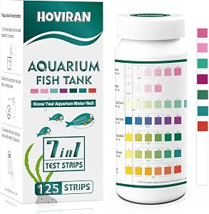 7 Way Aquarium Test Strips, 125ct Fish Tank Test for Freshwater Saltwater | Accurate Water Testing Kit Aquarium Pond for Chlorine, Total Hardness, Carbonate, Alkalinity, Nitrate, Nitrite and pH