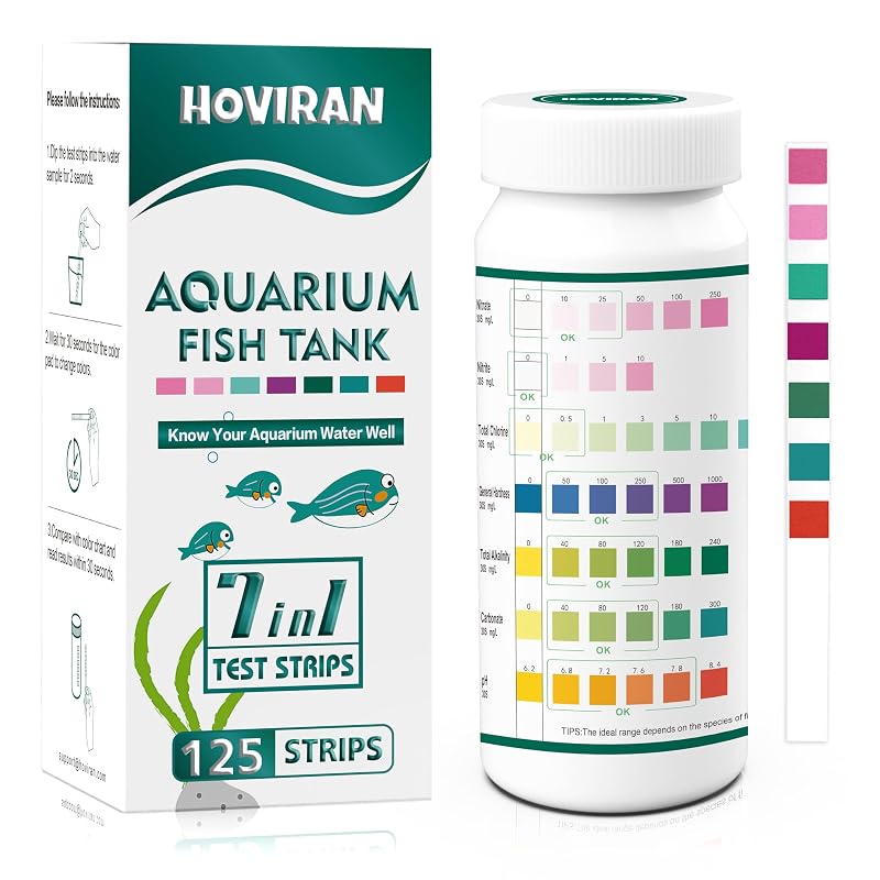 Tiras de Teste para Aquário HOVIRAN 7 Way Aquarium Test Strips, 125 Unidades, GREEN