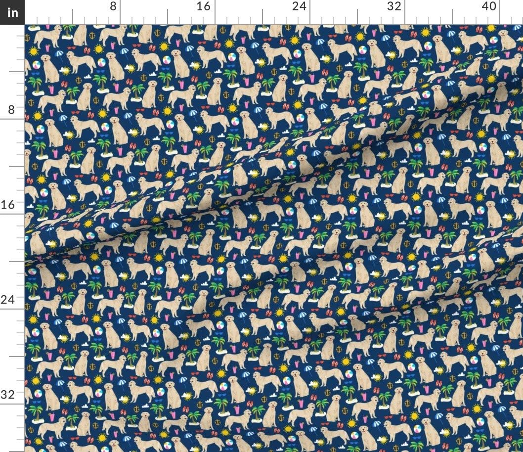 Spoonflower Fabric - Golden Retriever Beach Summer Dogs Retrievers Pet Portrait Printed on Petal Signature Cotton Fabric Fat Quarter - Sewing Quilting Apparel Crafts Decor