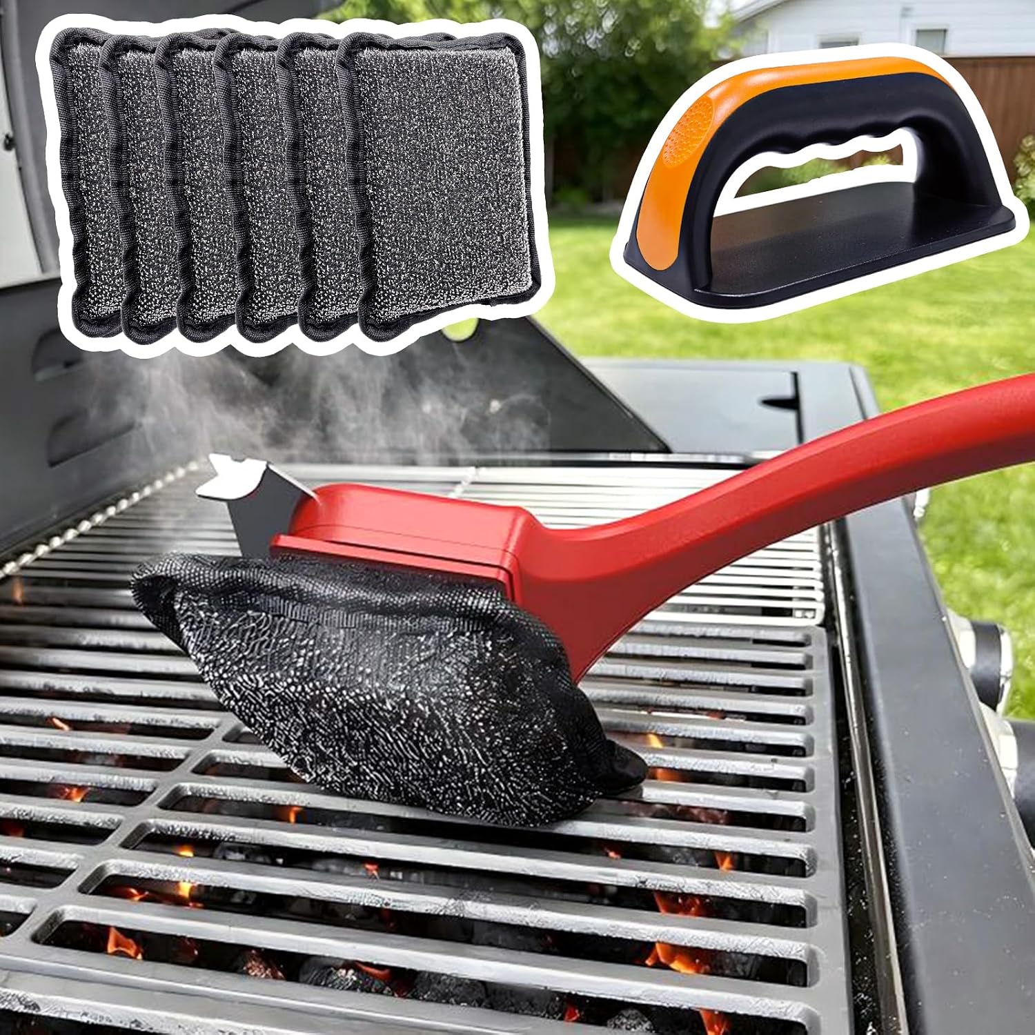 Griddle Cleaning Kit for Blackstone, Grill Brush Bristle Free with 5 Replaceable Pads, Griddle Accessories