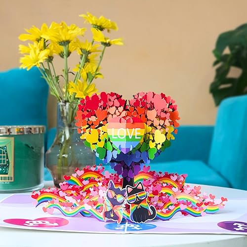 Miniatura 2 de LGBT - Tarjeta desplegable para el día de San Valentín, árbol de corazón, tarjeta de San Valentín lesbiana, tarjetas de San Valentín gay  6 x 8