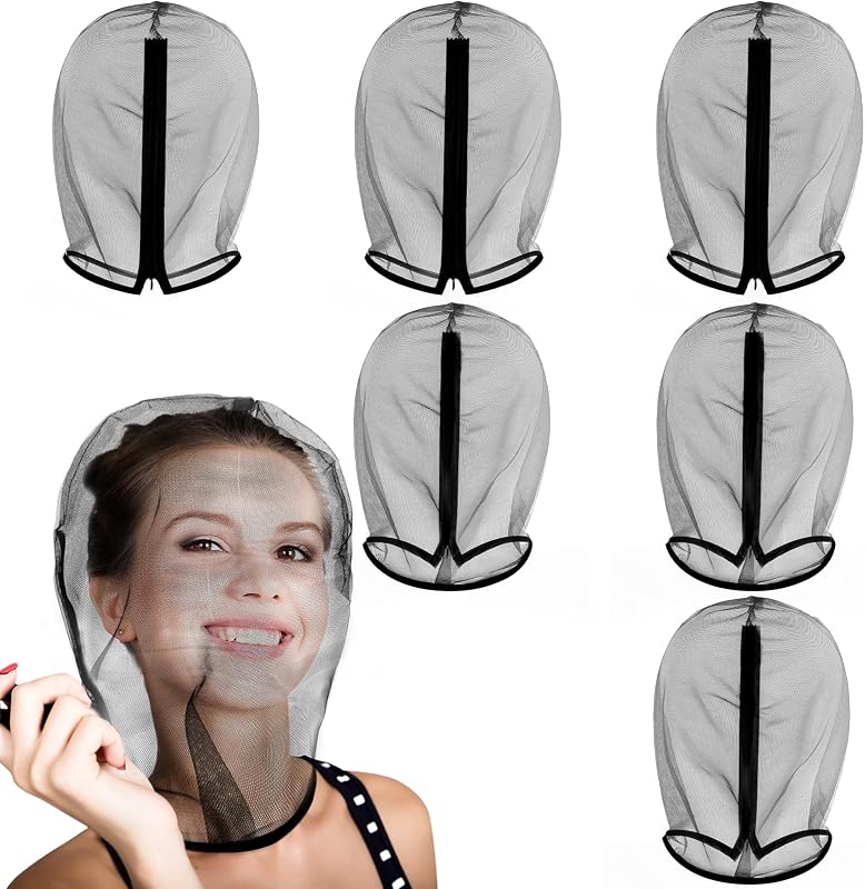 Loopeer 6 unidades de capuz protetor para maquiagem de nylon chiffon, preto