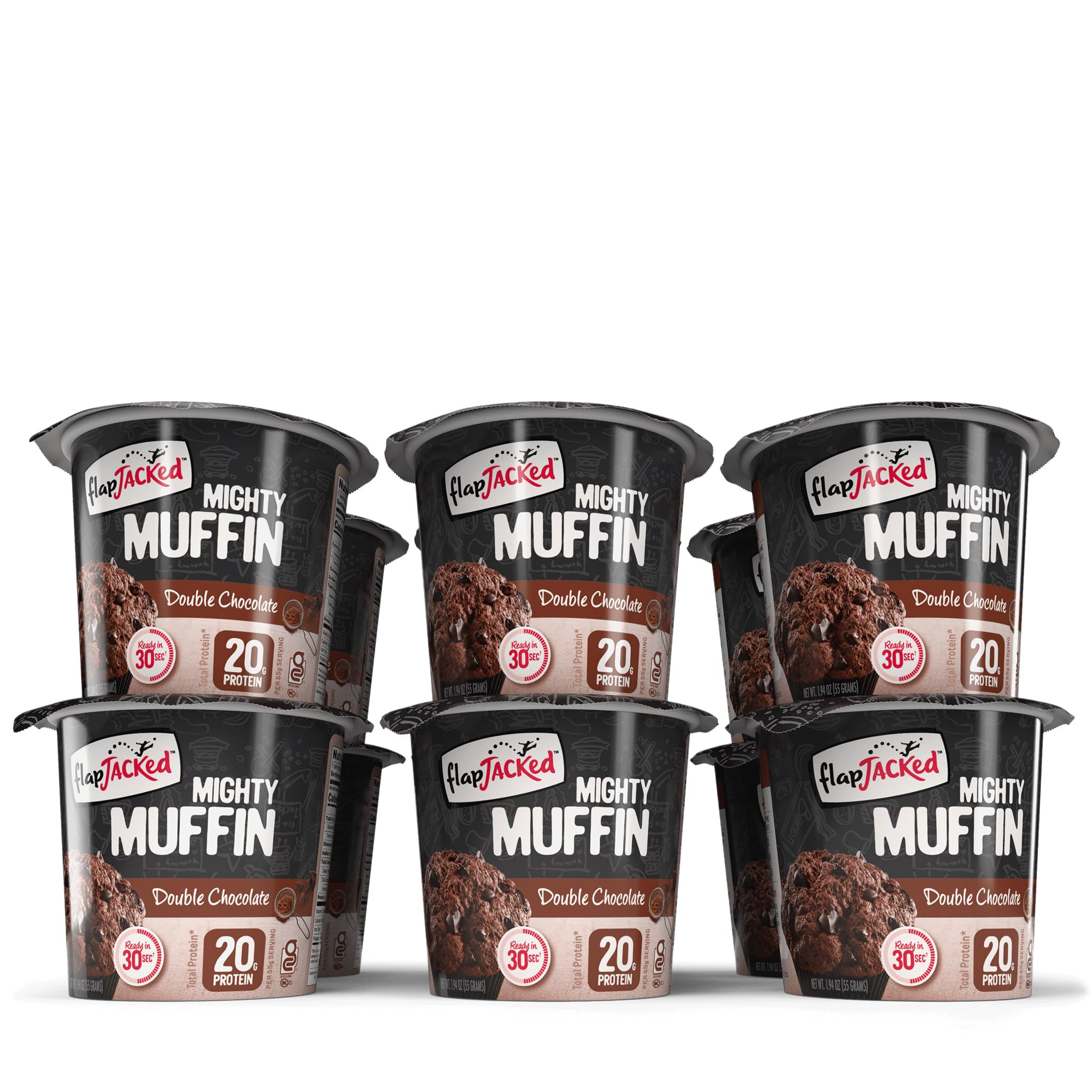 FlapJacked Mighty Muffin, Double Chocolate, 12 Count by FlapJacked