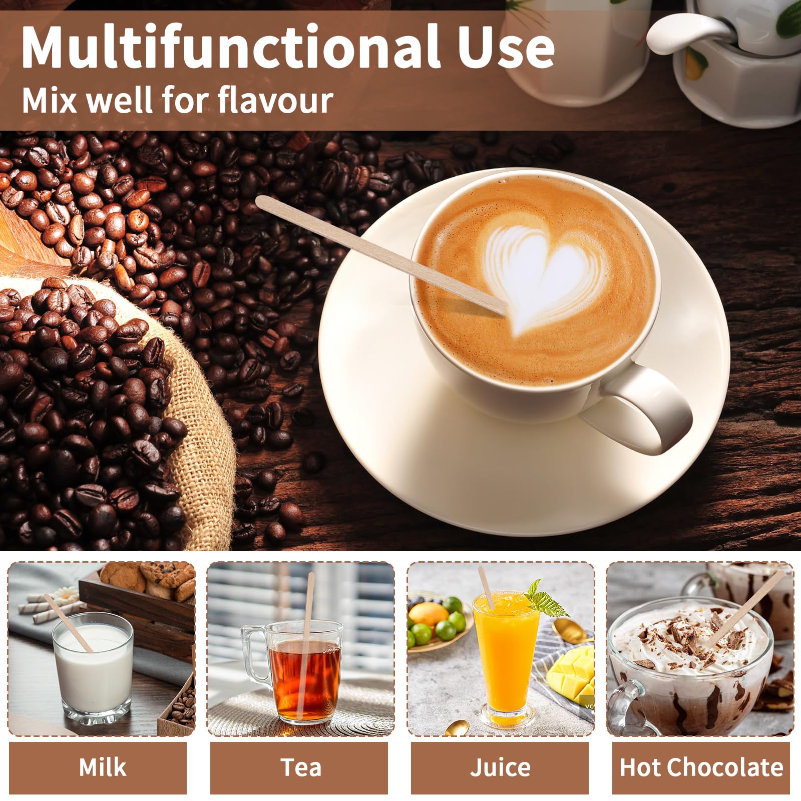 Natural Wooden Coffee Stirrers - 700 Pack -6