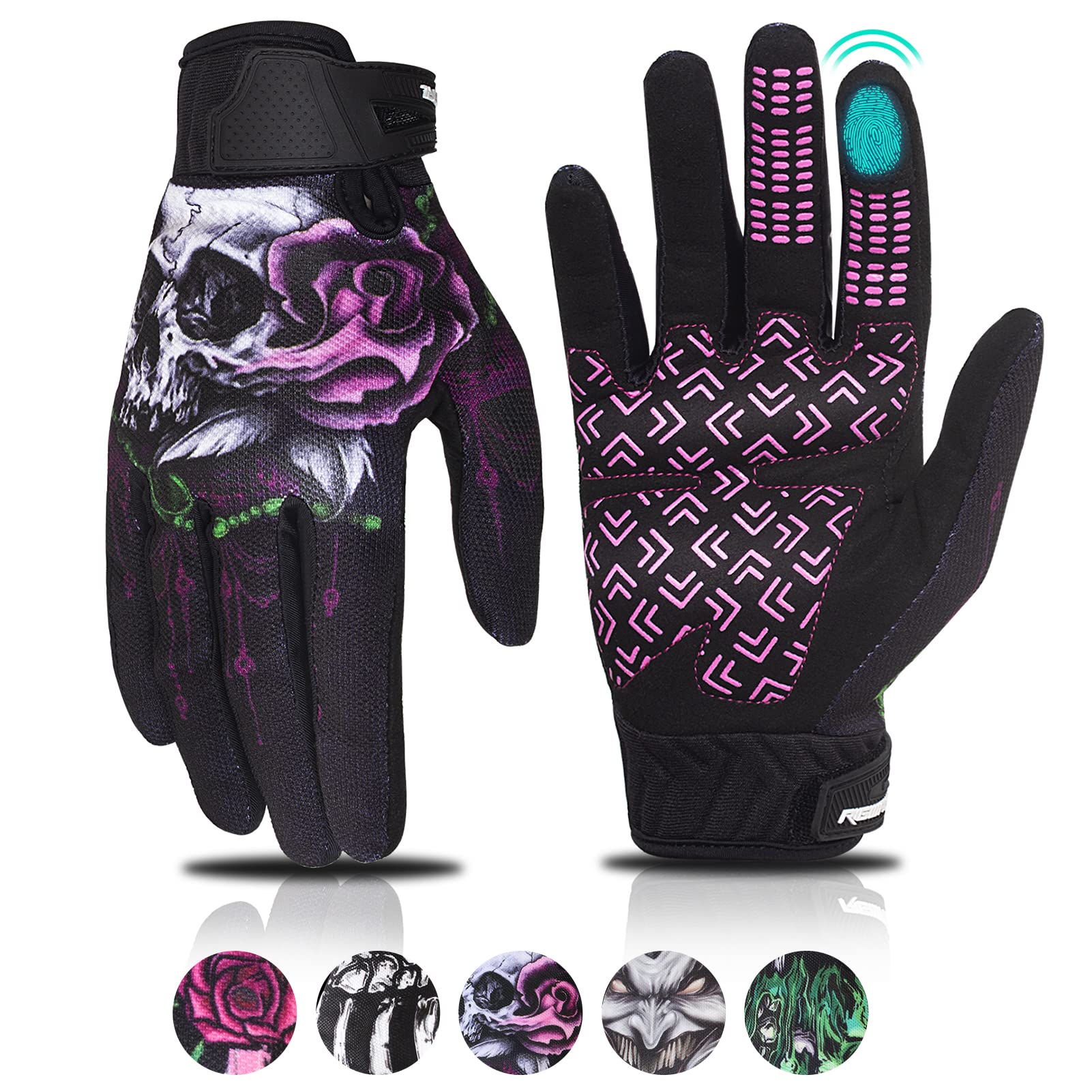 RIGWARL Motorcycle Gloves for Men Women Touchscreen Lightweight Dirt Bike Glove Non-Slip Skeleton Motorcycle Riding Glove