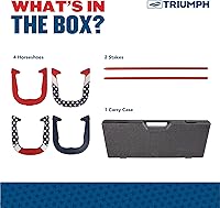 Vista 5 de Triumph - Juego de herradura forjada y de acero completo con 4 herraduras, 2 estacas, colores patrióticos o azules y grises, complemento perfecto