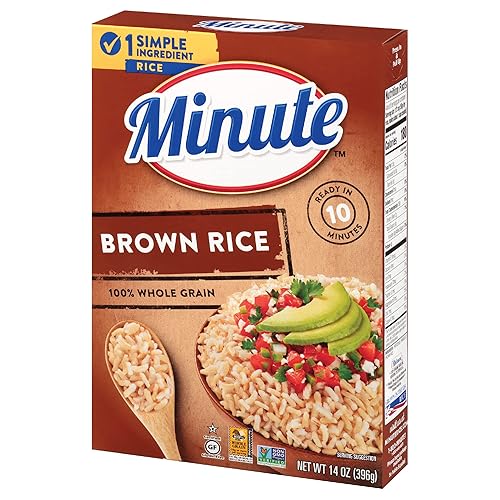 Arroz integral Minute, arroz integral instantáneo para comidas rápidas, caja de 14 onzas