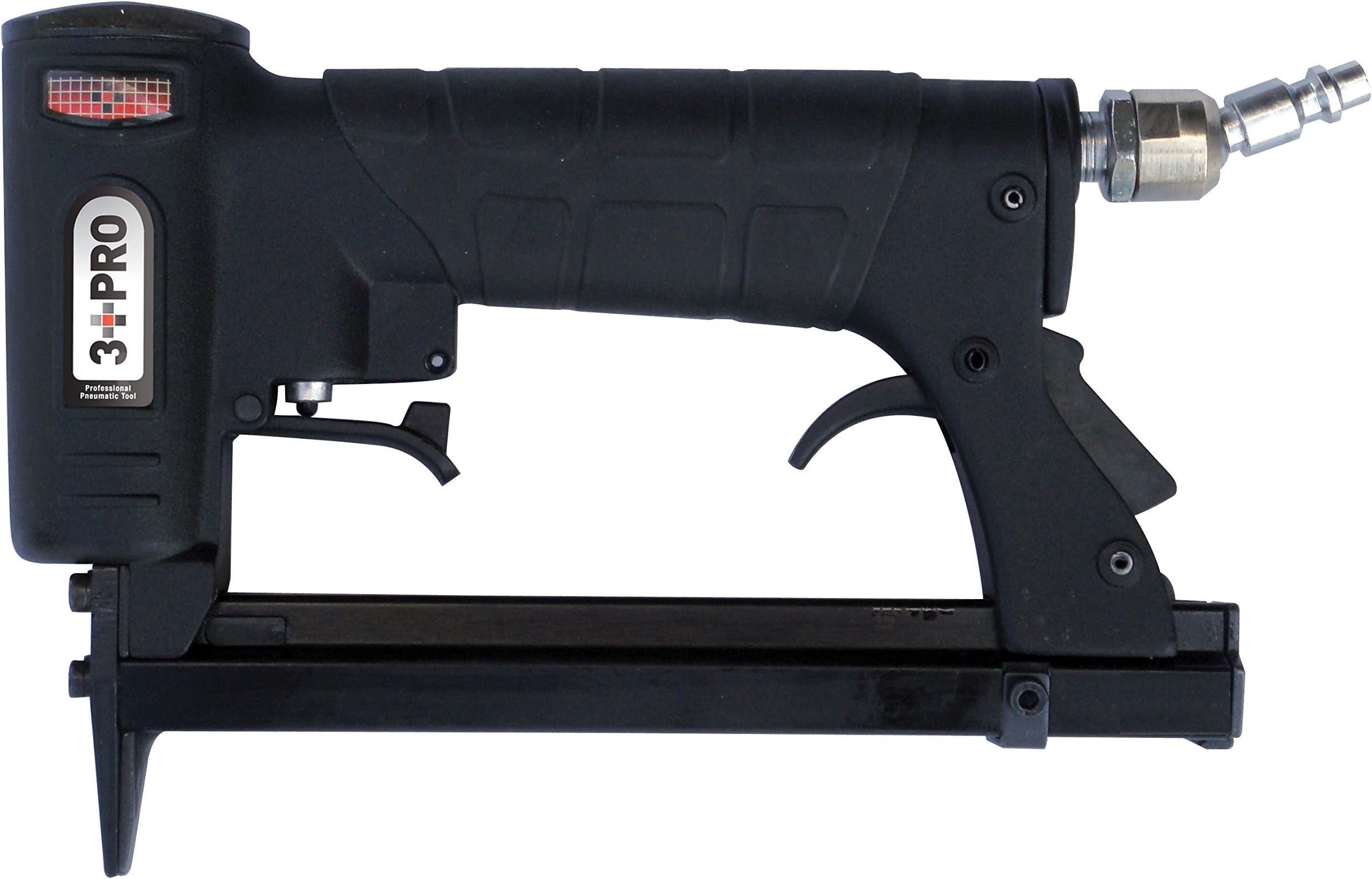 3 PRO 8016P 1/2-Inch Crown 21-Gauge Furniture Stapler, 1/4 - 5/8-Inch Long 8.9x1.8x6.1-Inch, Black/Red