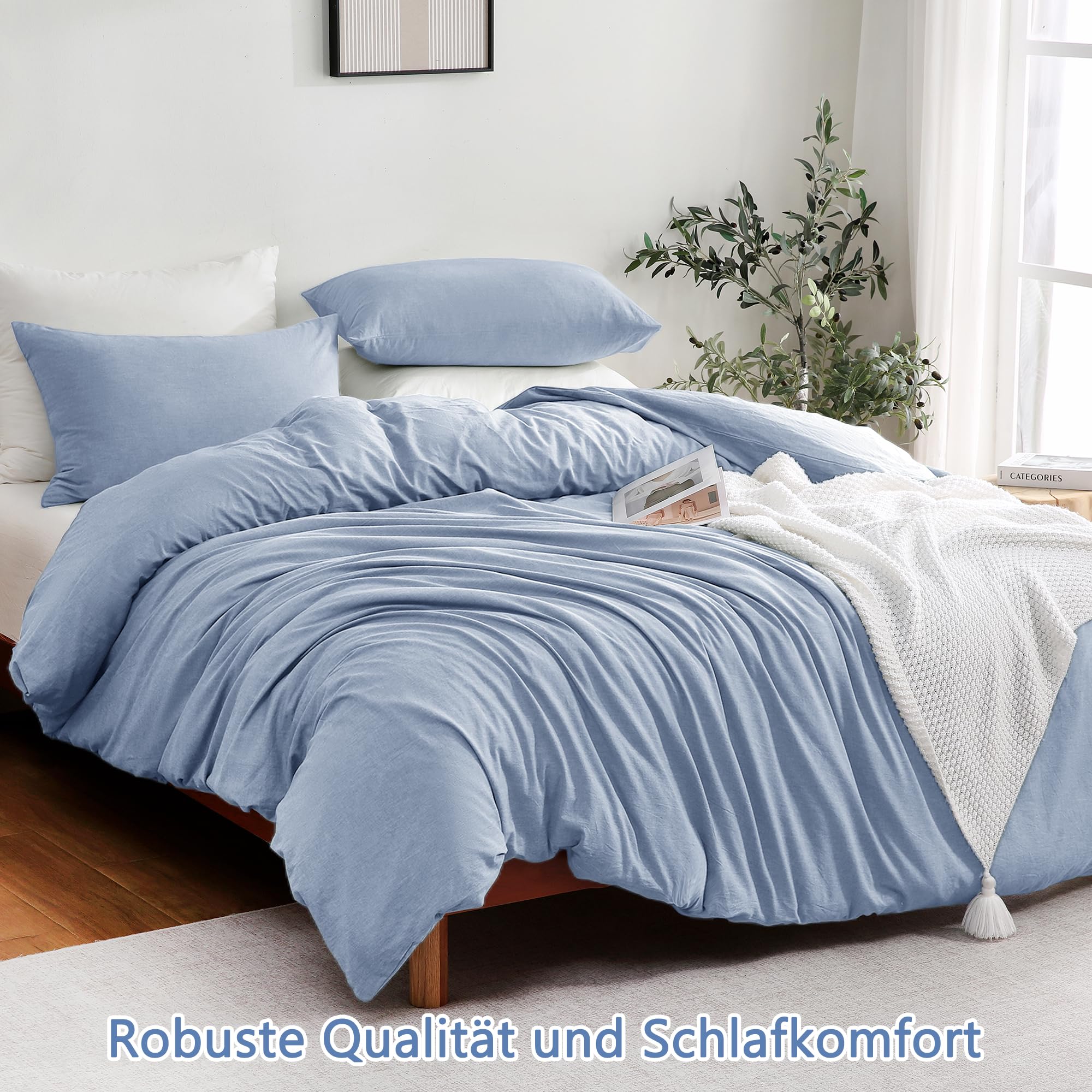 ATsense Biancheria da letto 135 x 200 cm, in cotone, 4 pezzi