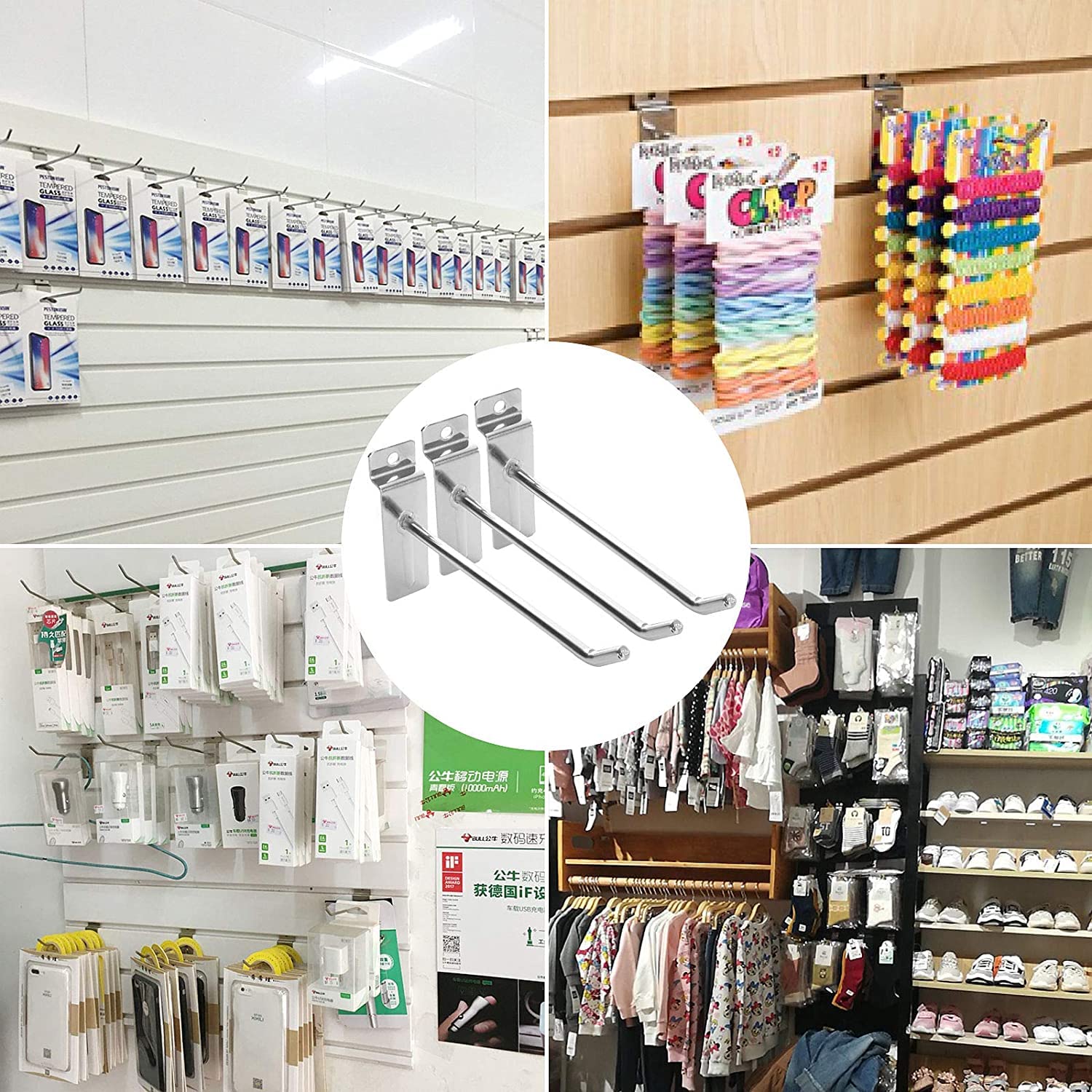 Fdit 25 pz 15 cm 6 pollici Slat Wall Panel gancio parete prodotto supporto negozio scaffale gancio multiuso imballaggio socialme-eu