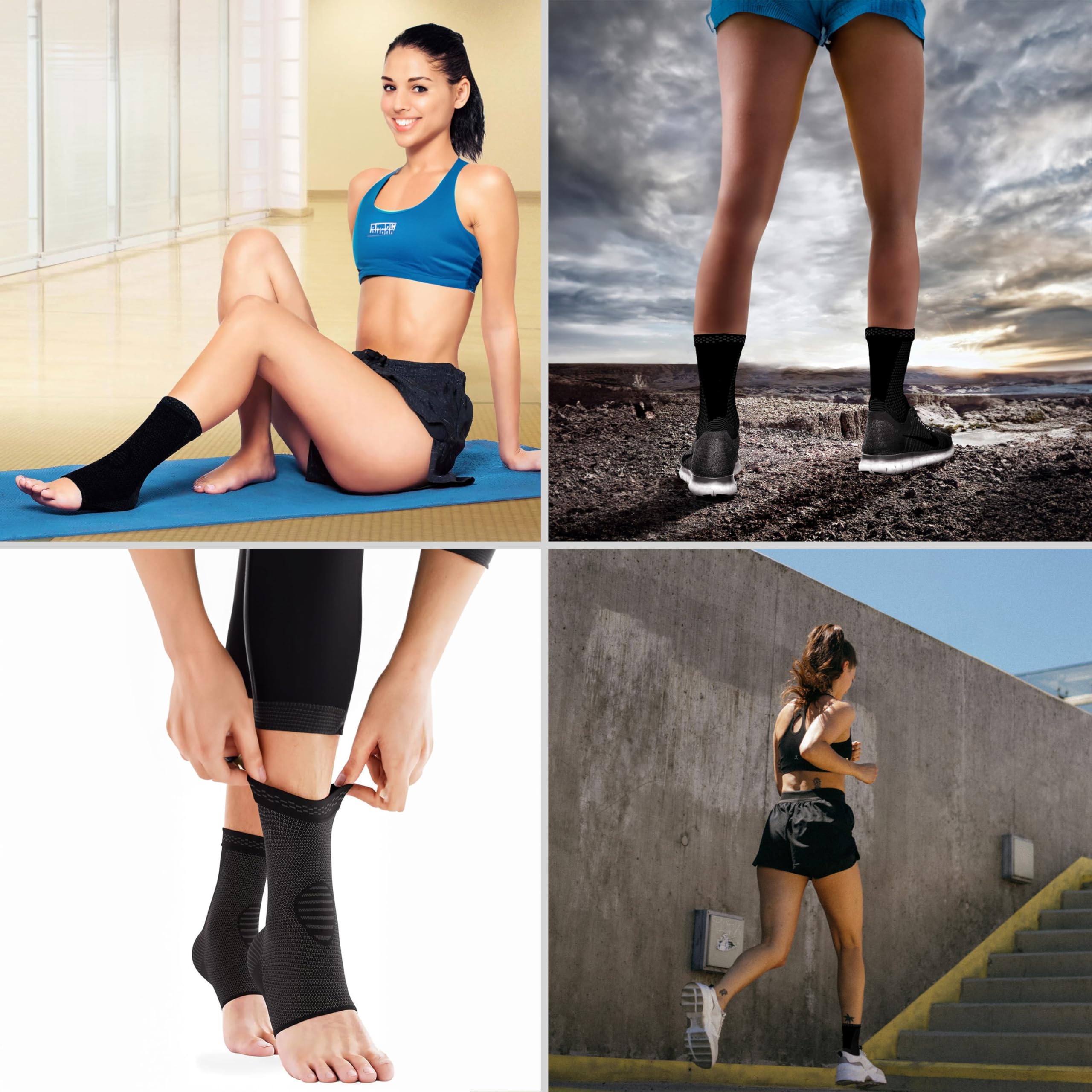 Tobilleras Deportivas De Compresión, Pack De 2 Verde Y Negra, Tobillera Estabilizadora Ajustable,Tobillera Para Futbol Y Tendón de Aquiles, Ankle Brace Deportivo (Medium)