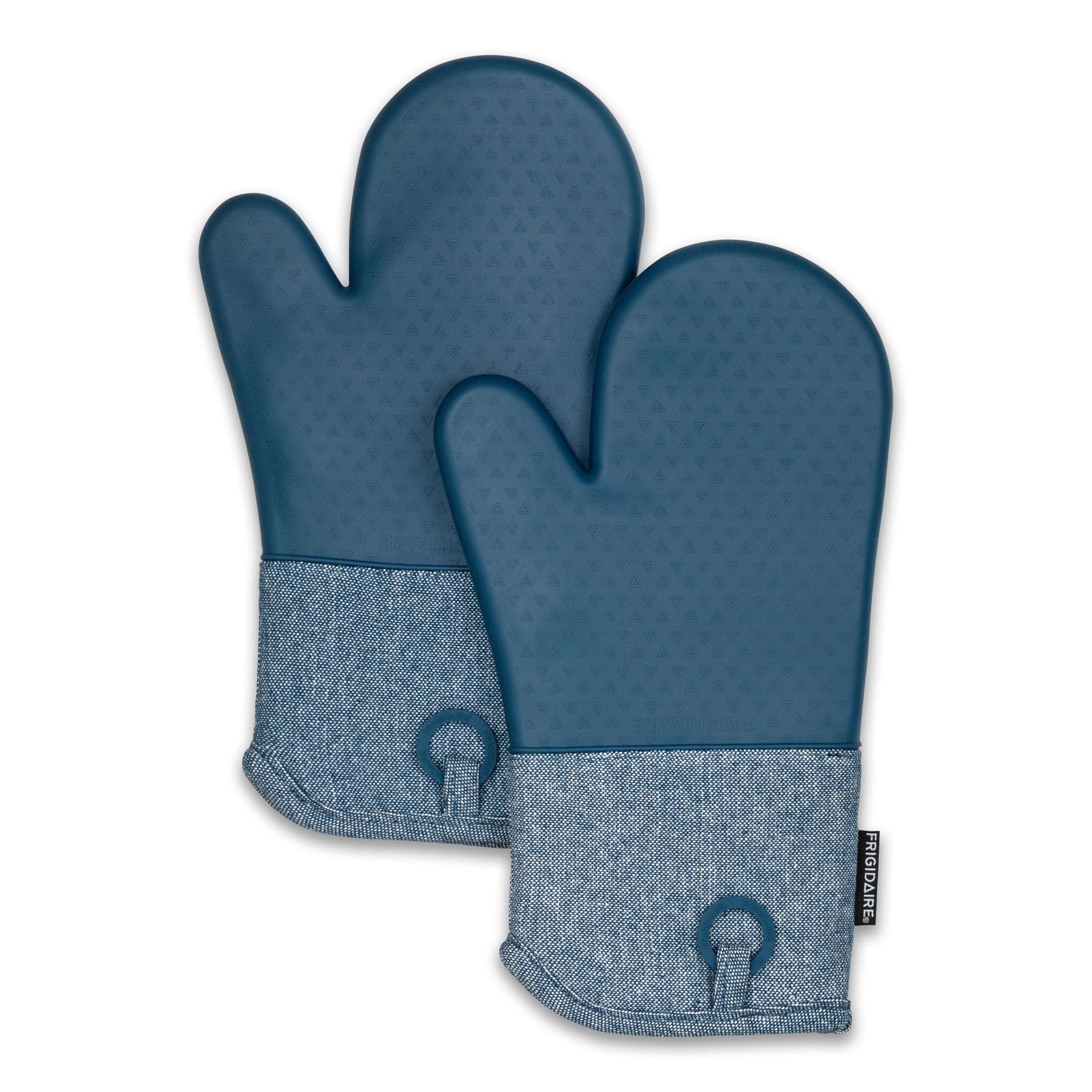 Lot de 2 maniques de cuisine Sasha en coton et silicone bleu denim