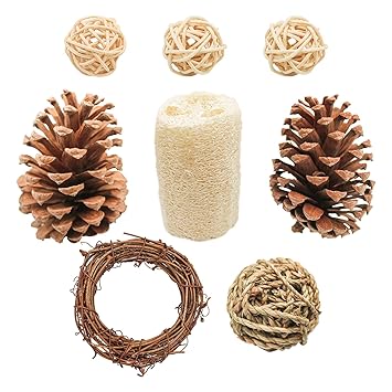 suruikei Hamster Chew Toys Gerbil Rat Guinea Pig Chinchilla Chew Toys Accessories, 8 Pack Fun and Safe Toys for Small Animals, Teeth Care Molar Toy for Rabbits Bird Rabbits Hamster Gerbil (8 Pack)