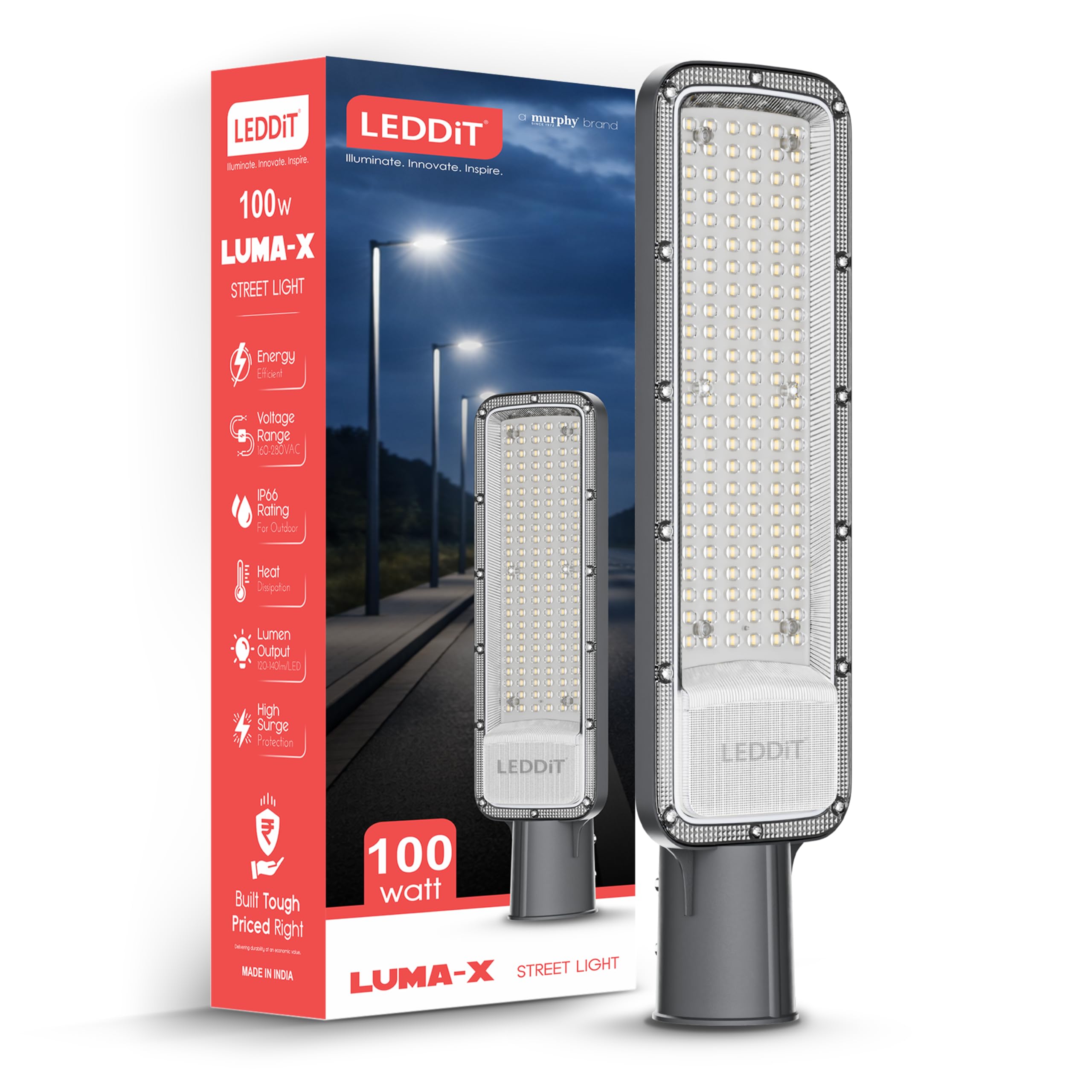 LEDDiT LUMA-X 100W LED Street Light | IP66 Waterproof Outdoor