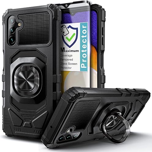 NZND Funda para Samsung Galaxy A13 5G con protector de pantalla de vidrio templado (cobertura máxima), protección de cuerpo completo grado militar,