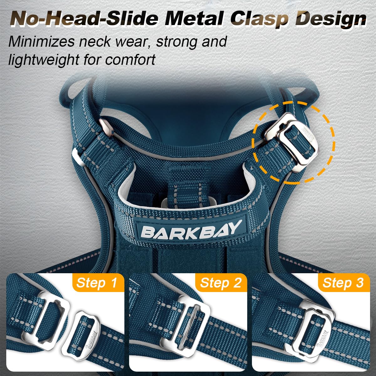 BARKBAY Chaleco táctico para perro de servicio, arnés táctico para perro, tamaño mediano y grande + etiquetas para perro, arnés ajustable sin tirones, reflectante, entrenamiento, fácil control,