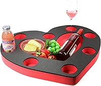 Vista 7 de Polar Whale Heart Red and Black Drink Holder Floating Refreshment Table Tray for Pool or Beach Party Float Lounge Durable Black Foam 9 Compartment