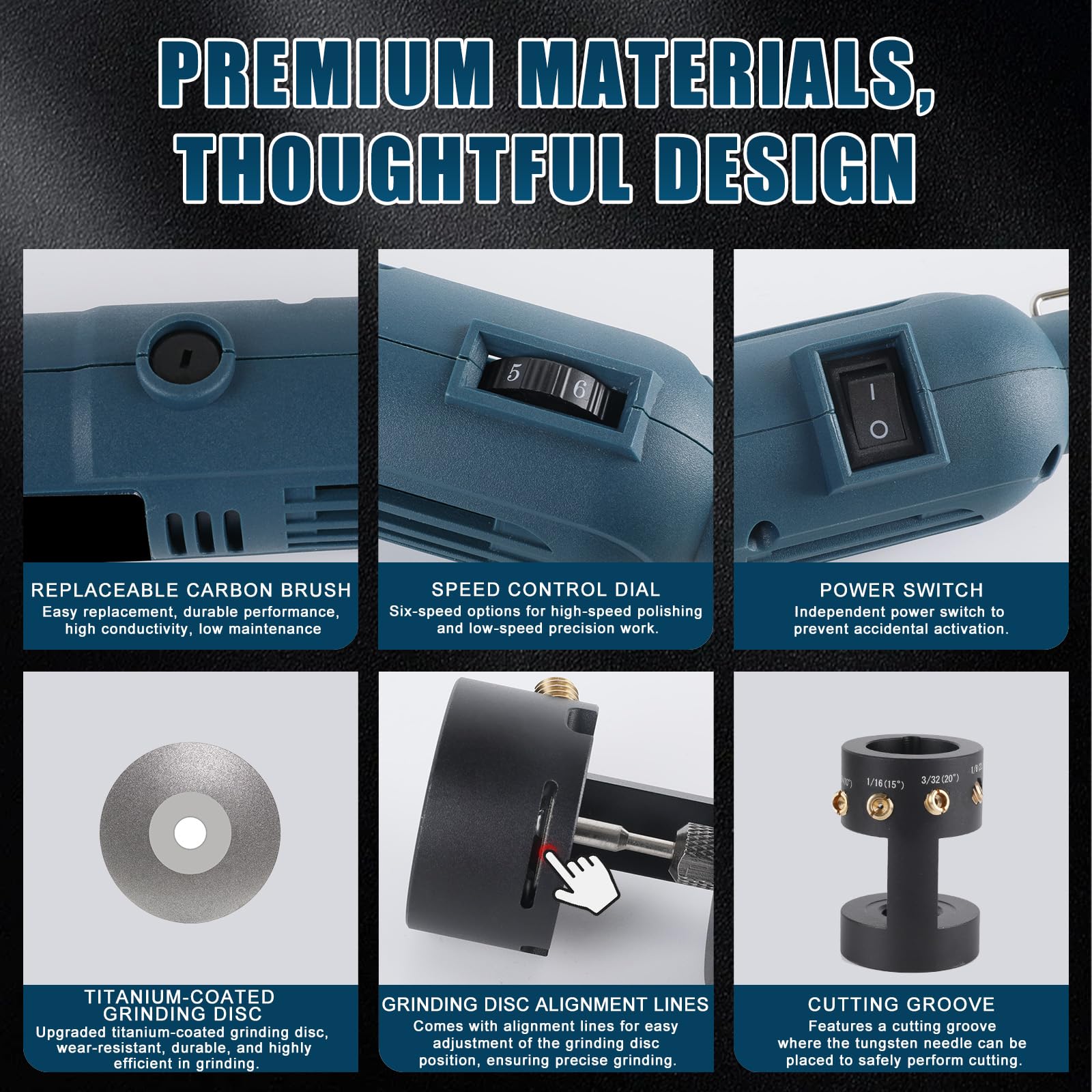Smerigliatrice per elettrodi in tungsteno per saldatura TIG, 4 dimensioni e 4 angoli Testa smerigliatrice elettrodo in tungsteno, versatile multi-angolo, accessori per saldatura TIG con slot di taglio