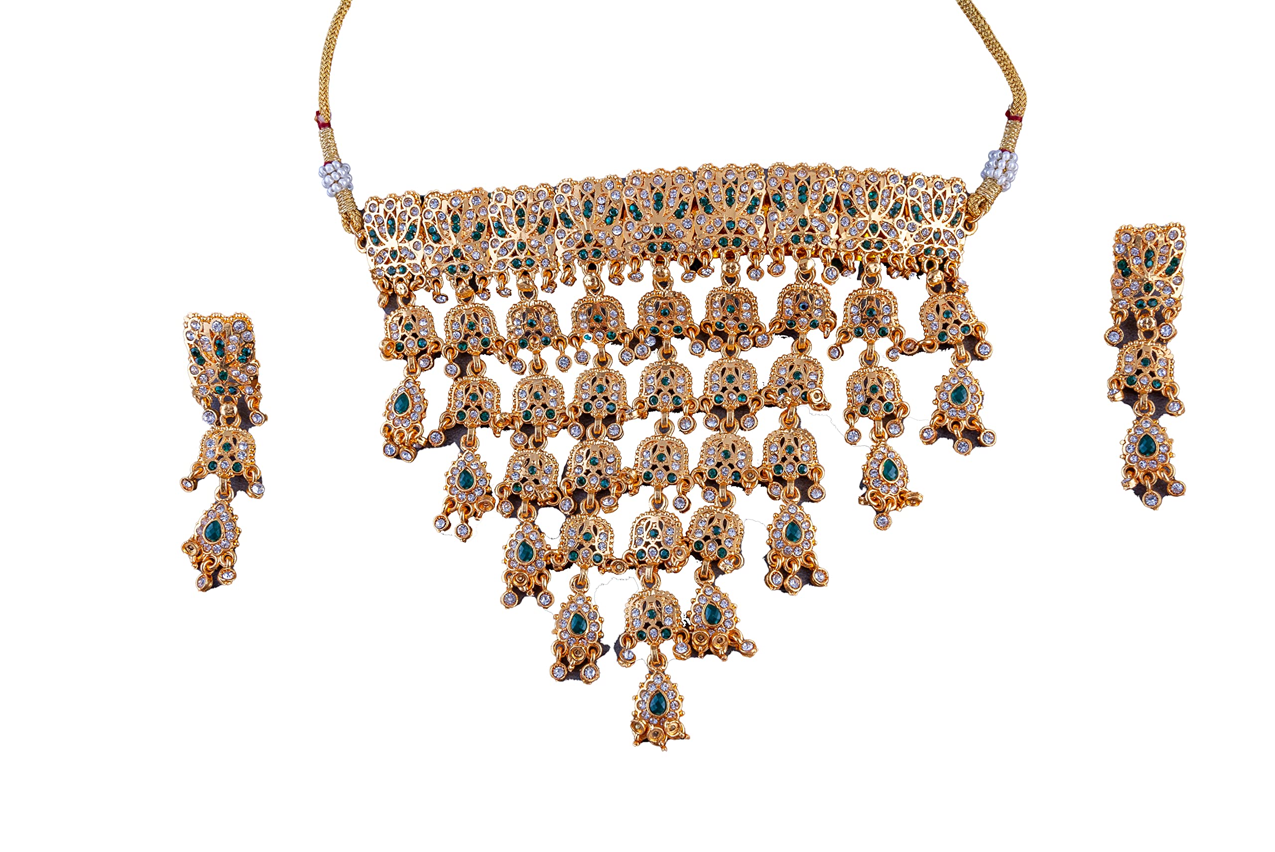 Sparkling Elegent Rajputi Jadau Aad with Earrrings (Necklaces) with Cubic Zirconia Stones studded Jewellery Set (B0B45SVZXQ) Amazon Price History, Amazon Price Tracker
