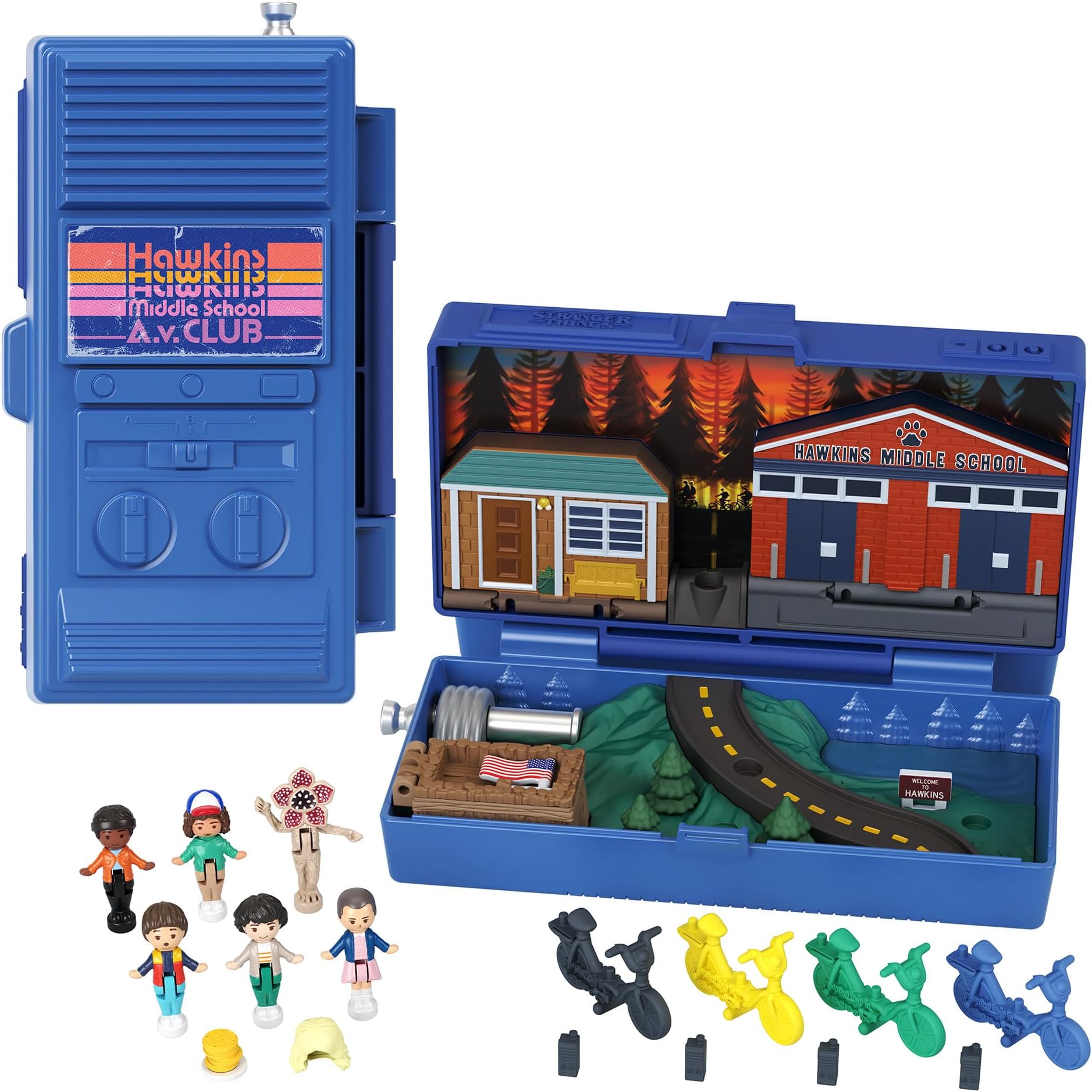 ​Polly Pocket Collector Playset, Stranger Things Compact with 6 Special Edition Character Dolls and 10 Accessories​​, HWP22