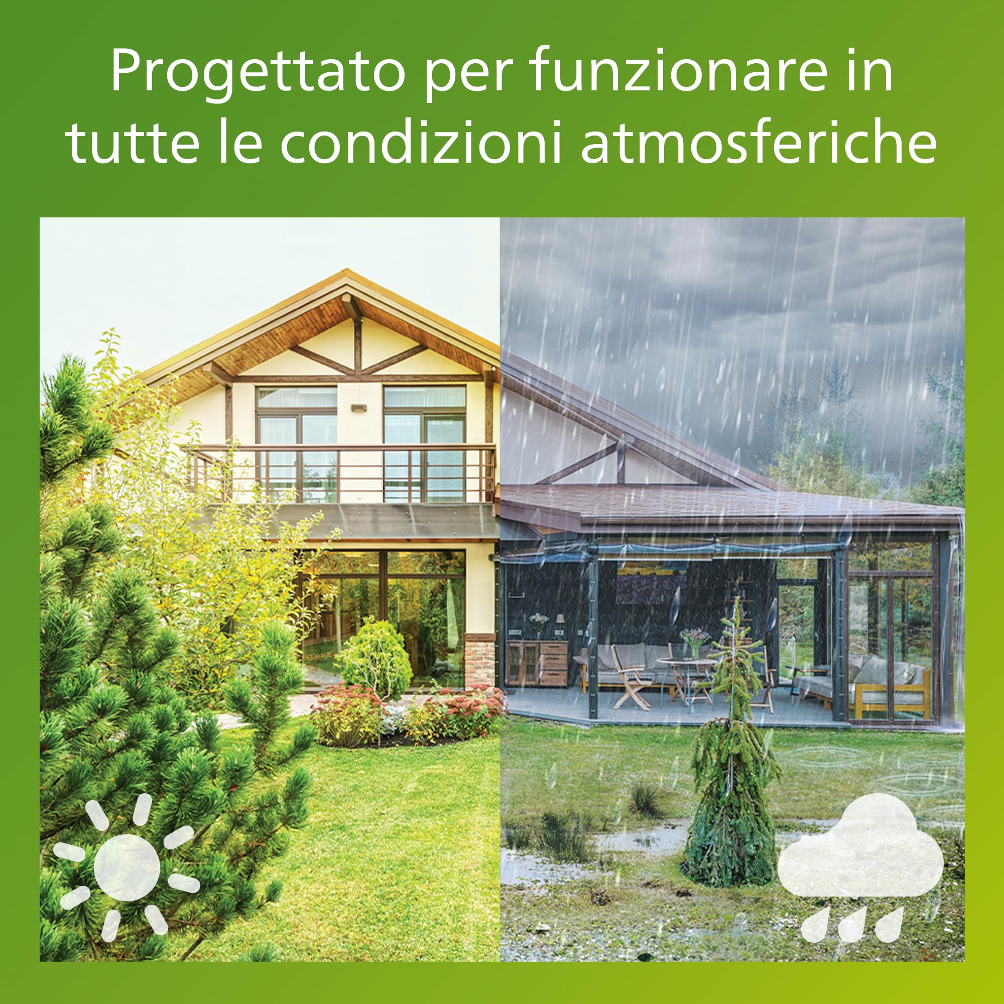 PHILIPS Lois Proiettore da esterno con Sensore, 50 W, 3000 K, Nero