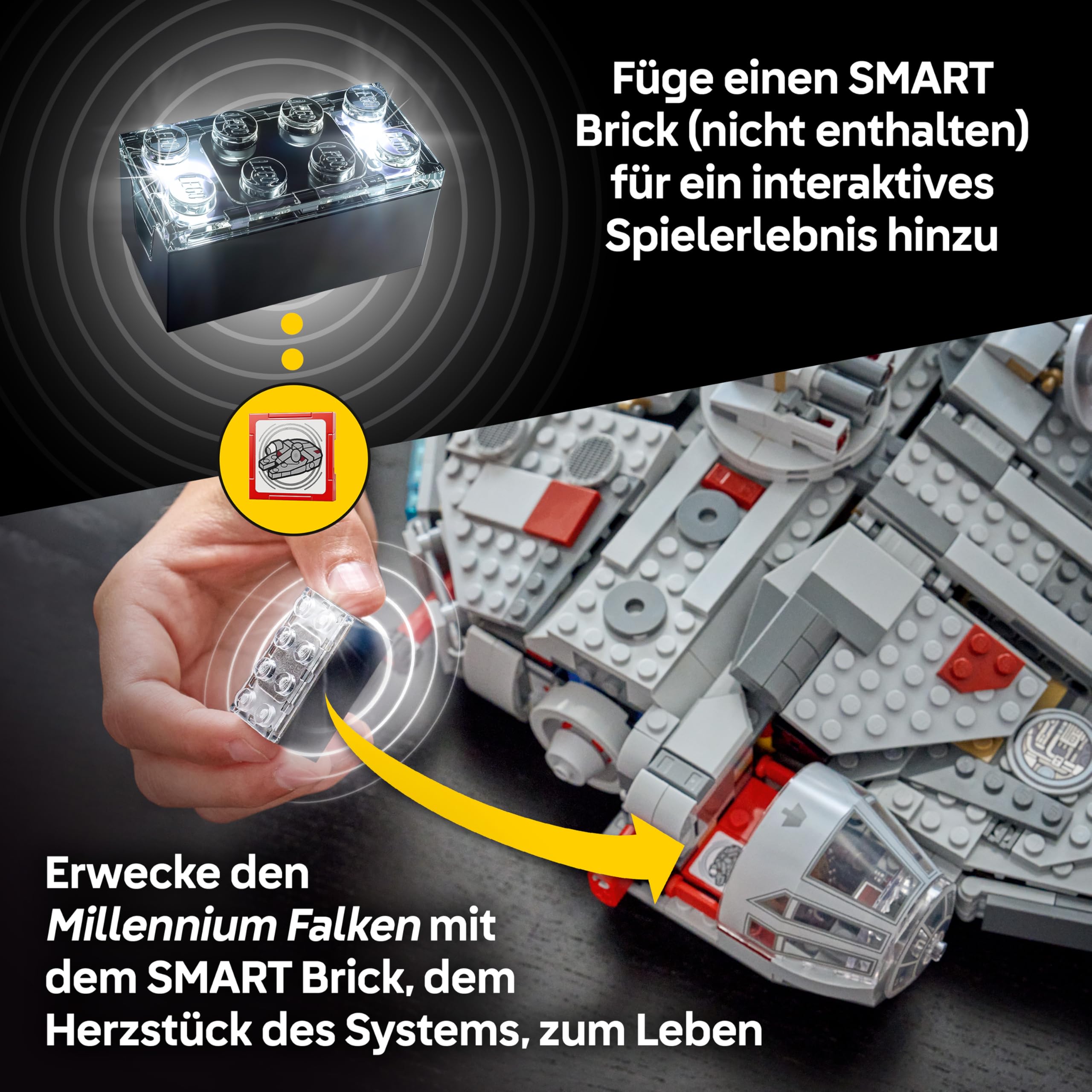 LEGO Star Wars 75426 SMART Play: Millennium Falke Modell - Kompatibles Interaktives Spielzeug inkl. 4 SMART Tags und 4 Minifiguren - Geschenkidee für Jungen und Mädchen ab 9 Jahren und erwachsene Fans