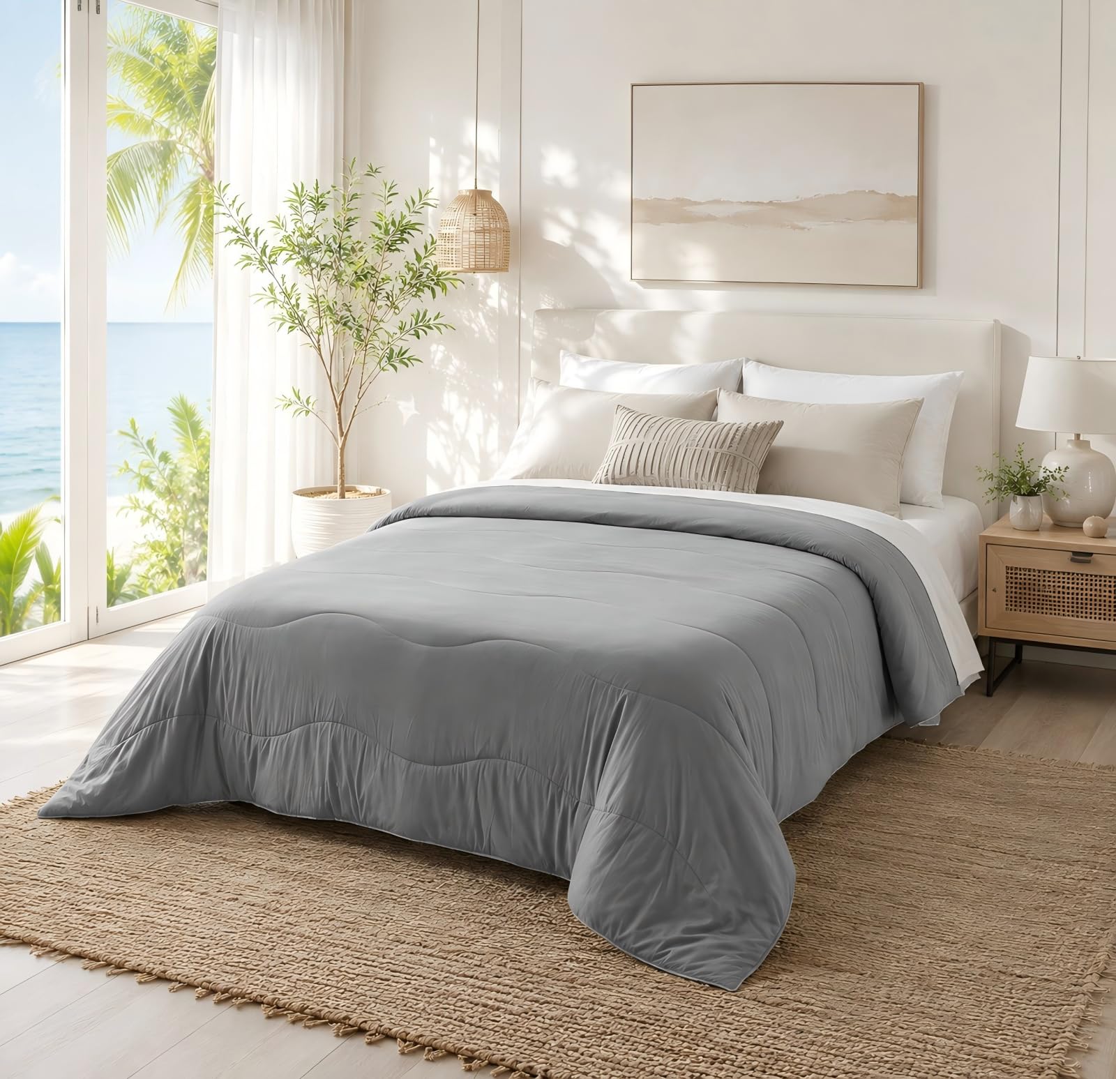 Fuzzysense Cooling Comforter Blanket for Hot Sleepers, King/Cali King Size