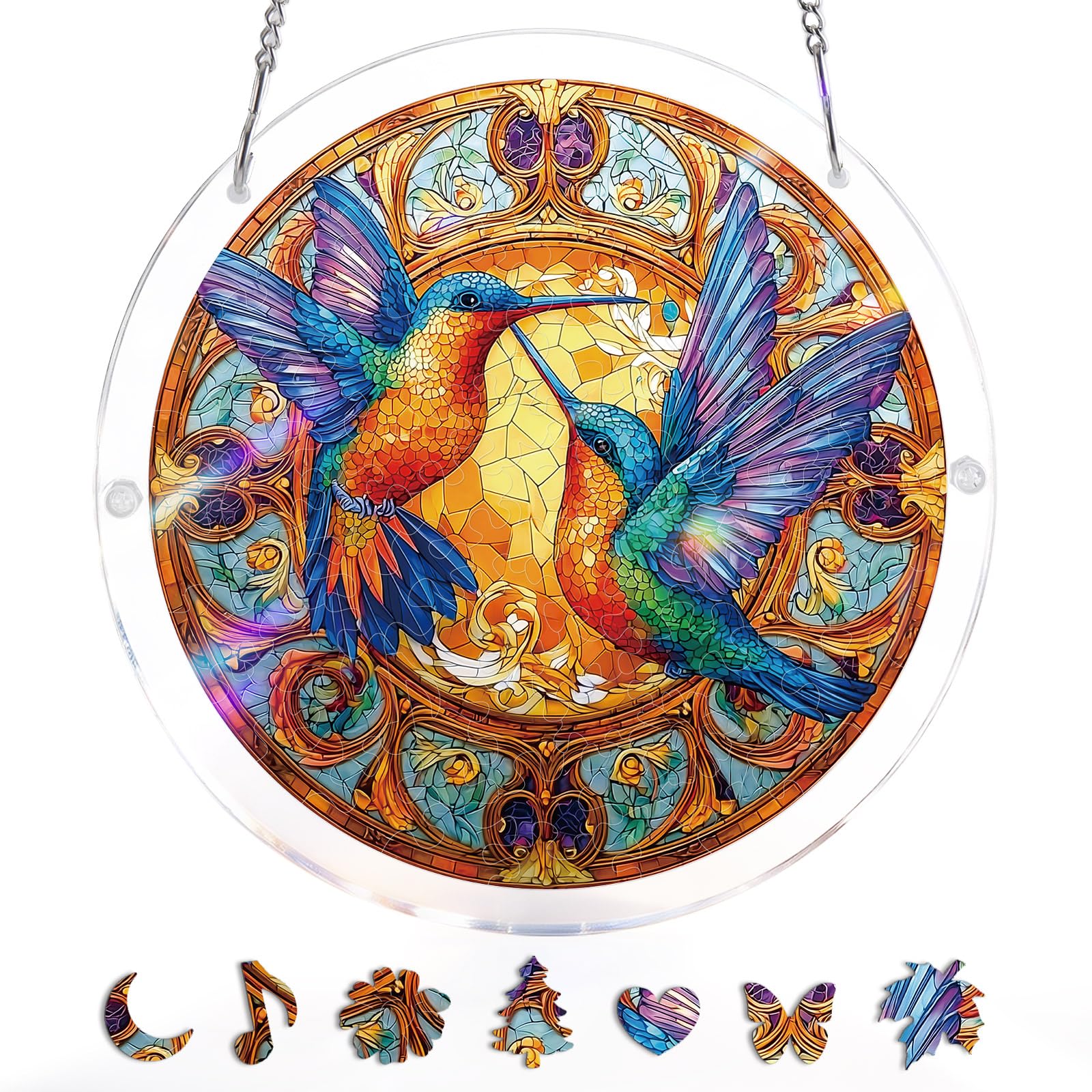 Acrylic Puzzle Window Hanging, Colorful Starry Moon Cat Sun Catchers Panel SunCatchers 83 Pieces Puzzles Decor for Birthday Women, Men, Wife, Aunt, and Mom 7.36 in — view 25