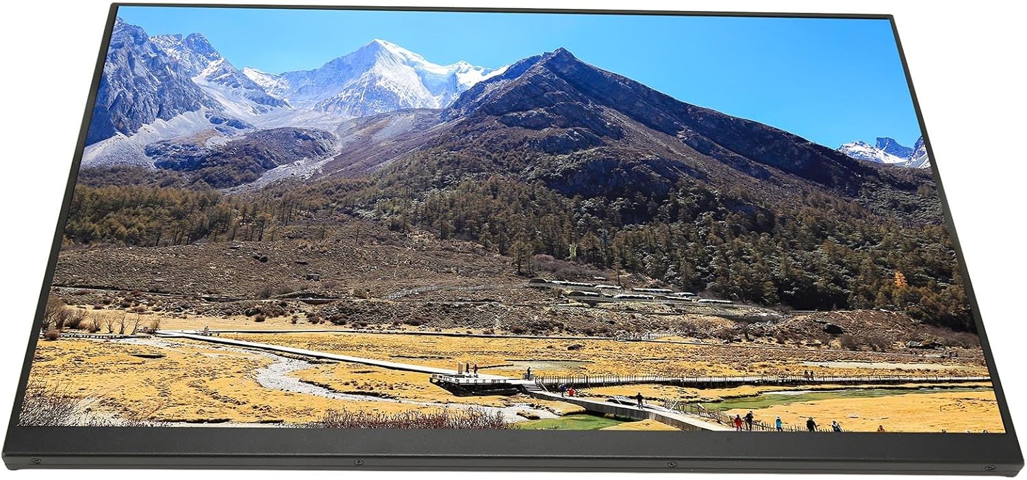 Yunseity Portable Monitor 18 Inch, 2560 * 1600 FHD 144Hz Laptop Monitor Dual Type C 3.5mm Dual Speakers, USB Gaming Cable Plug and Play for Phones Game Consoles PCs