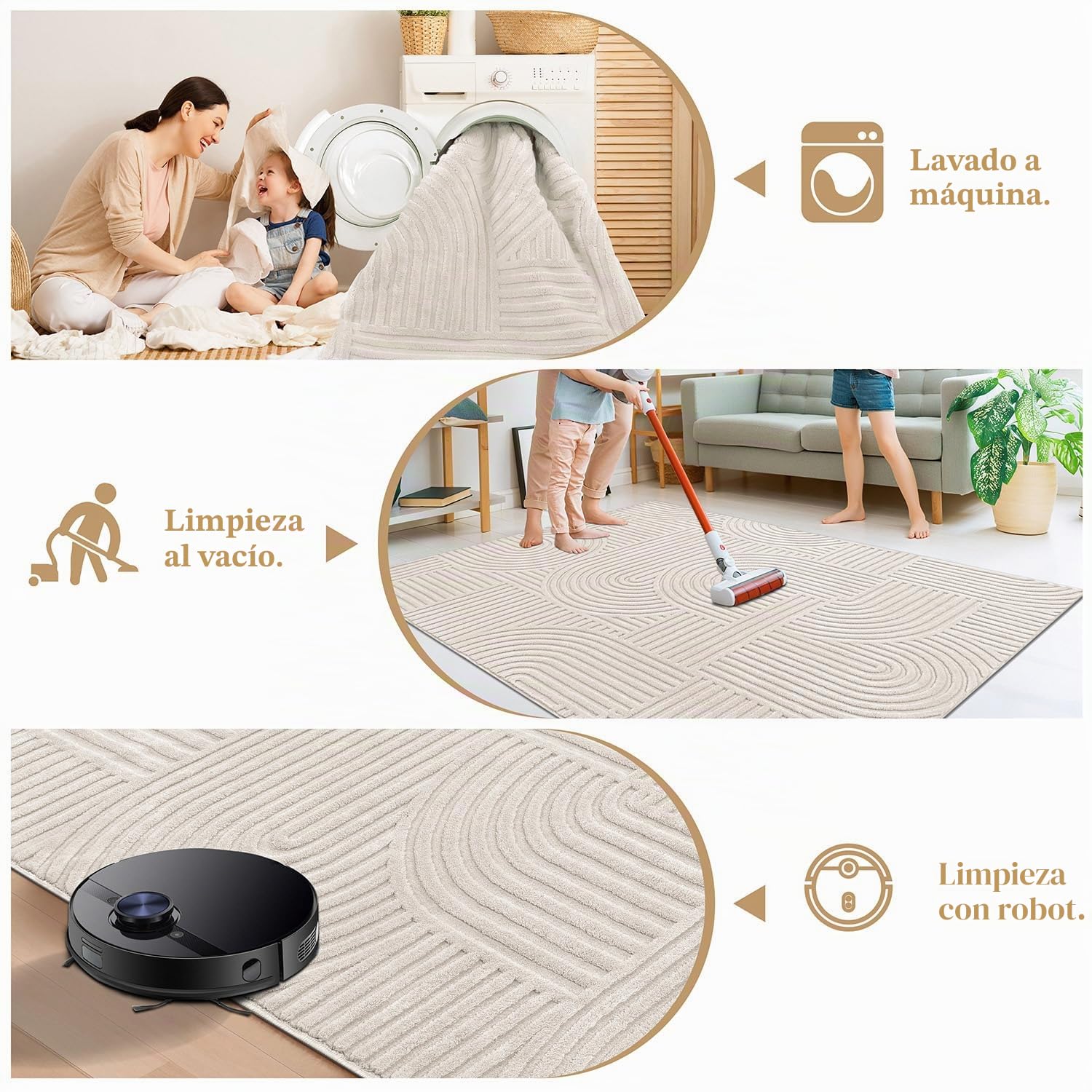 SHACOS Alfombra Salón Moderna Beige 160x230cm Alfombra Decorativa Habitación Motivo Geométrico Suave Antideslizante Interior para Sala de Estar, Dormitorio, Comedor