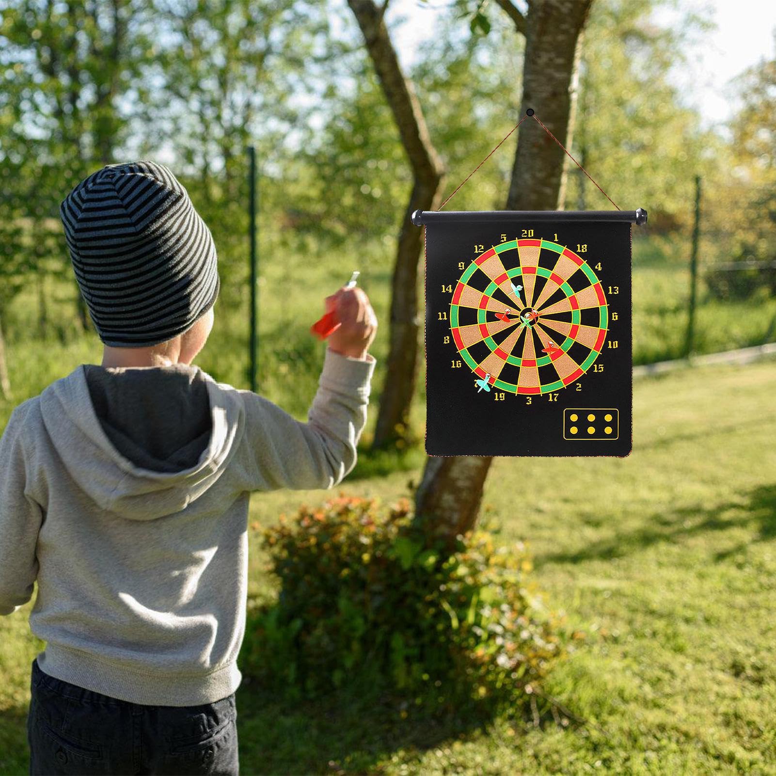 Magnetic Dart Board für Kinder, Kinderpfeilbrett | Indoor Outdoor Party Game | Zwei -Seiten -Roll -up -Magnetbrett, Innenspiel im Freien, Spaß für und Party mit Freunden