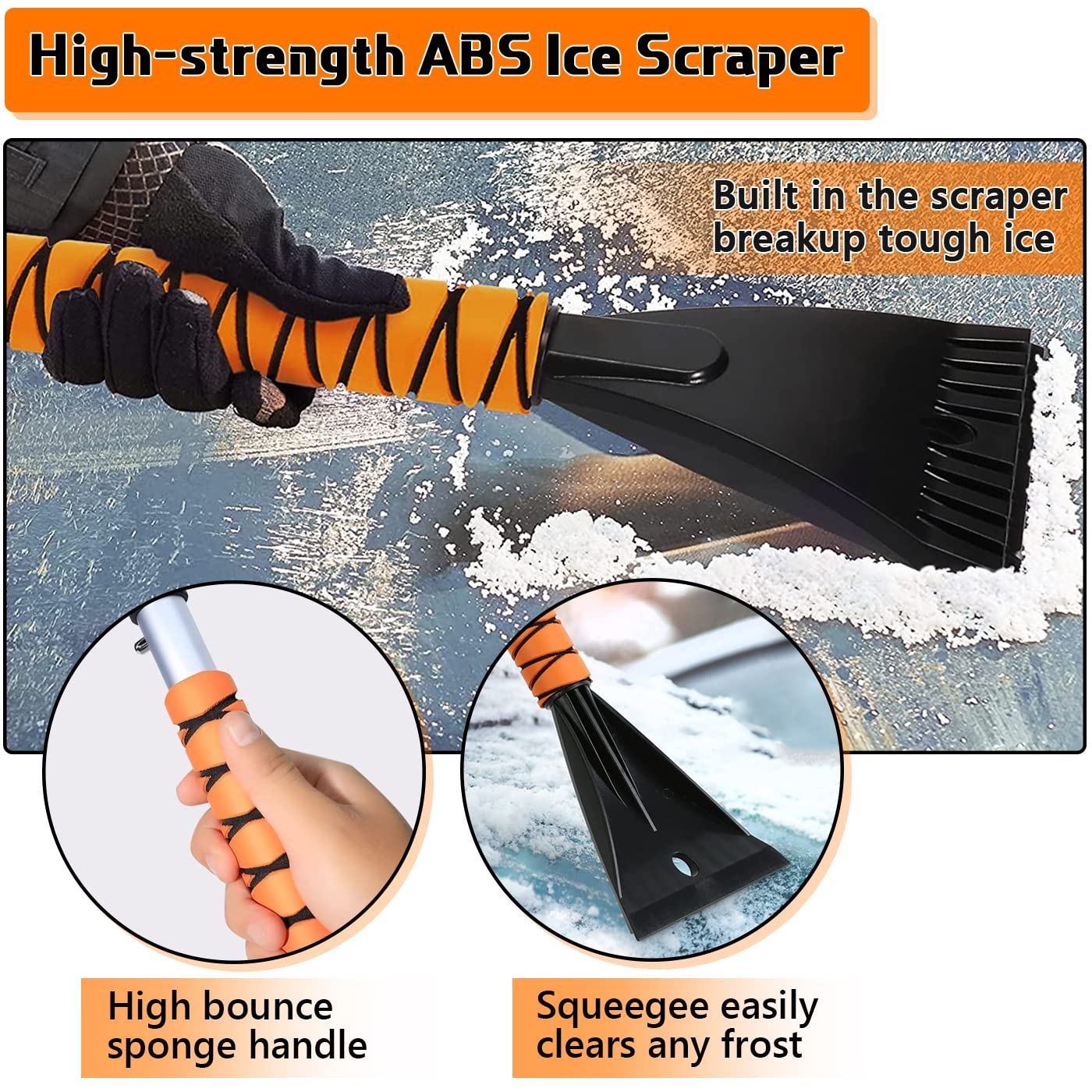 Showvigor Cepillo de Nieve, 68cm 2 en 1 Desmontable Coche Nieve Cepillo y Rasqueta Hielo Coche con Mango de Espuma Ergonómica, Conveniente para los Coches, Camiones, SUVs