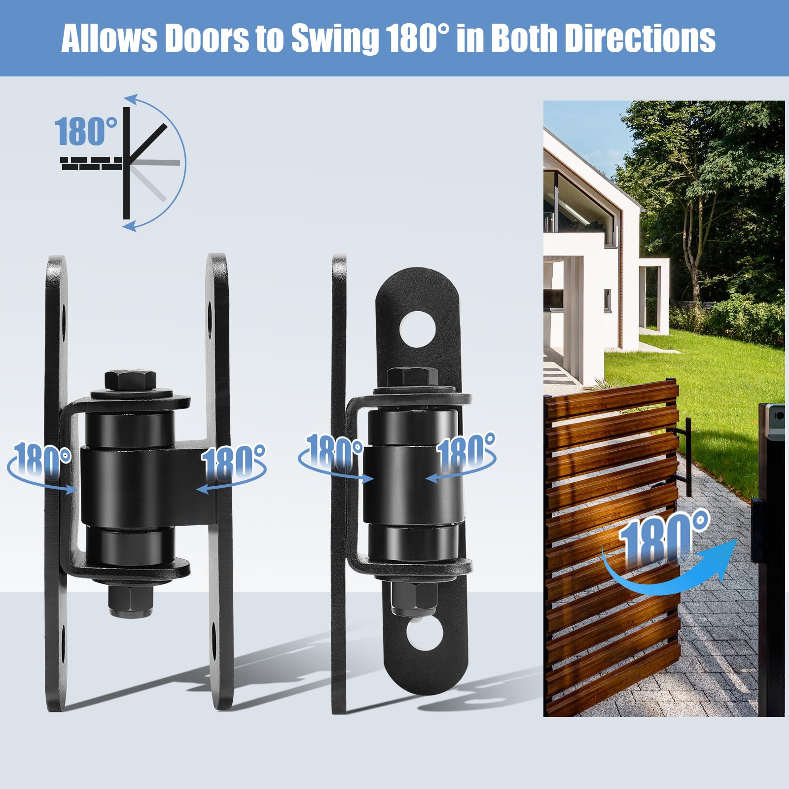 Bisagras de puerta resistentes con rodamientos sellados, pivote ajustable adecuado para puertas de entrada grandes de hasta 1100 libras, paquete de 2 unidades, negro carbón