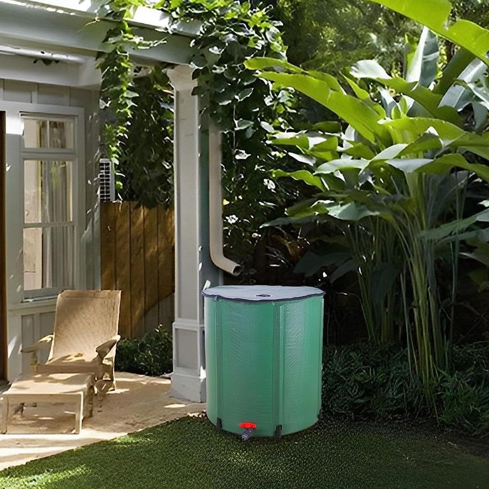 Serbatoio di stoccaggio dell'acqua, sistema portatile di raccolta dell'acqua piovana, barilotto di stoccaggio fluido in PVC per giardino ed uso esterno