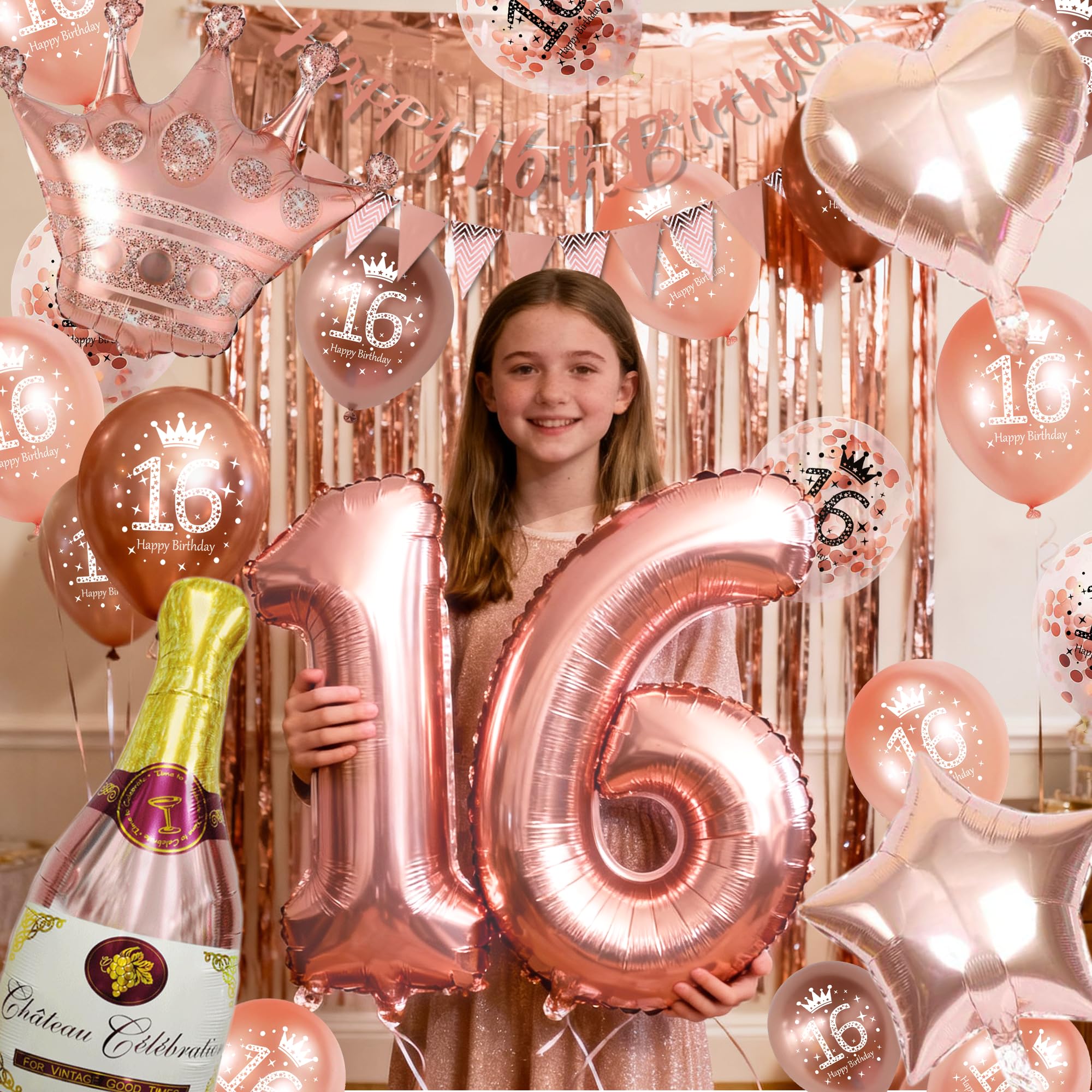 Striscione 16° Compleanno Ragazza - Poster Tessuto Nero E Oro Con Diamanti 120x80 Cm - Decorazione Festa