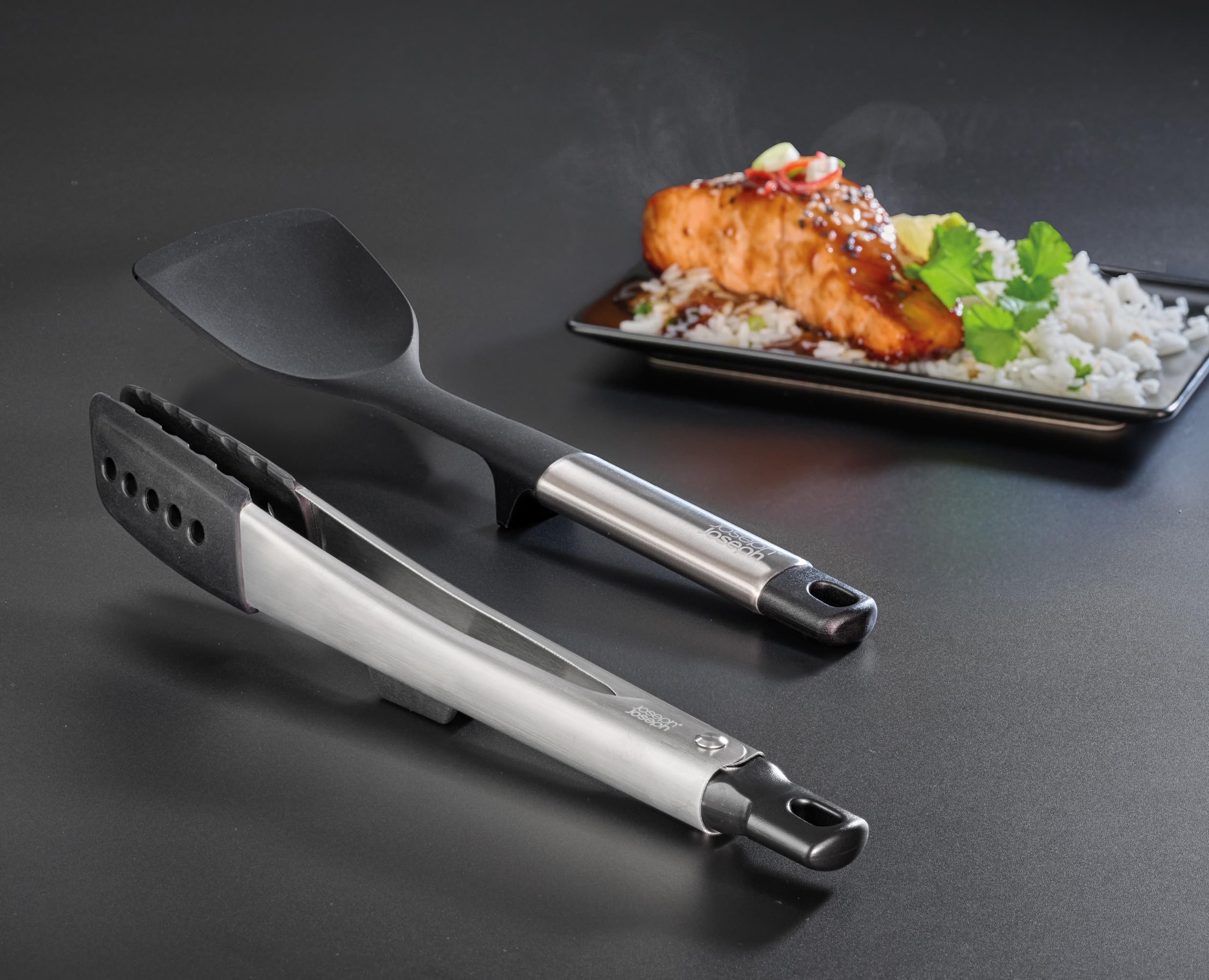 Joseph Joseph Elevate Siliconen Keuken Spatel, Hittebestendig, Non-Stick, Roestvrijstalen Handgrepen