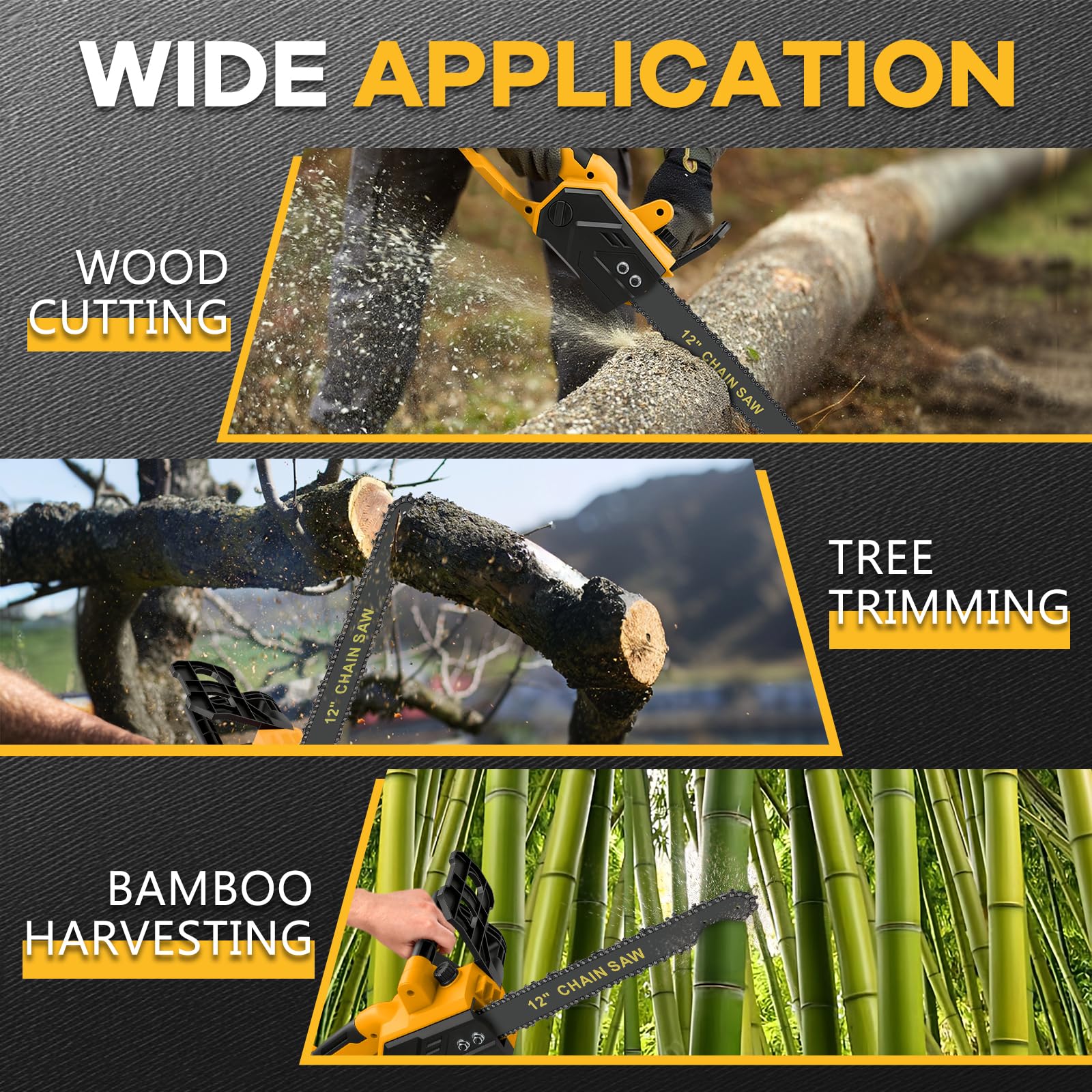 Tronçonneuse électrique sans fil de 30,5 cm pour Dewalt 20 V (sans batterie) - Tronçonneuse électrique portable sans balais - Petite tronçonneuse manuelle pour tailler les branches, couper le bois et