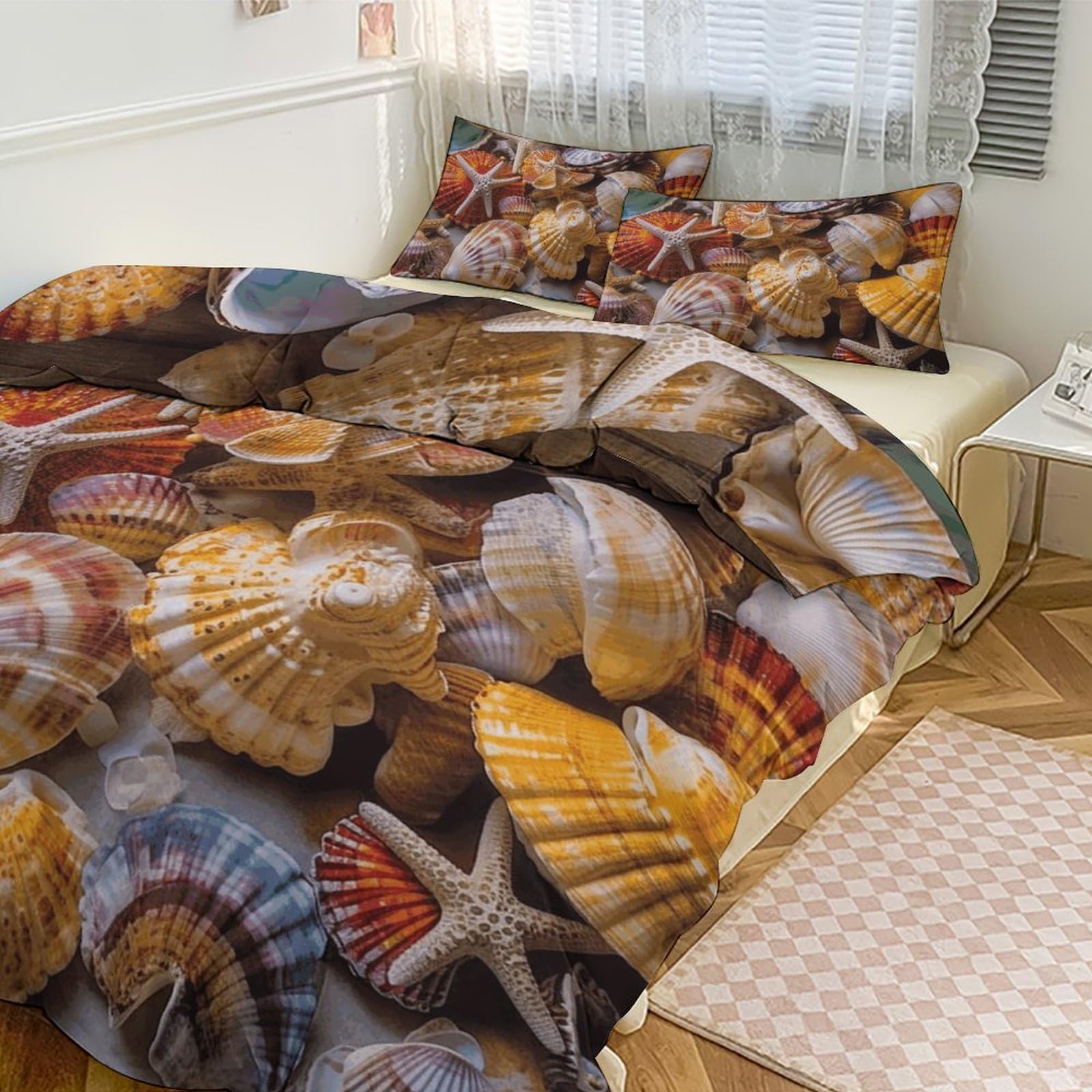 Parure de lit 3 pièces zippée en microfibre respirante et thermorégulatrice grand lit
