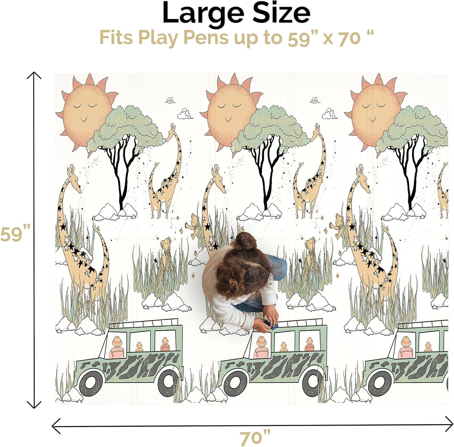 Large Safari Waterproof Foam Padded Play Mat for Babies