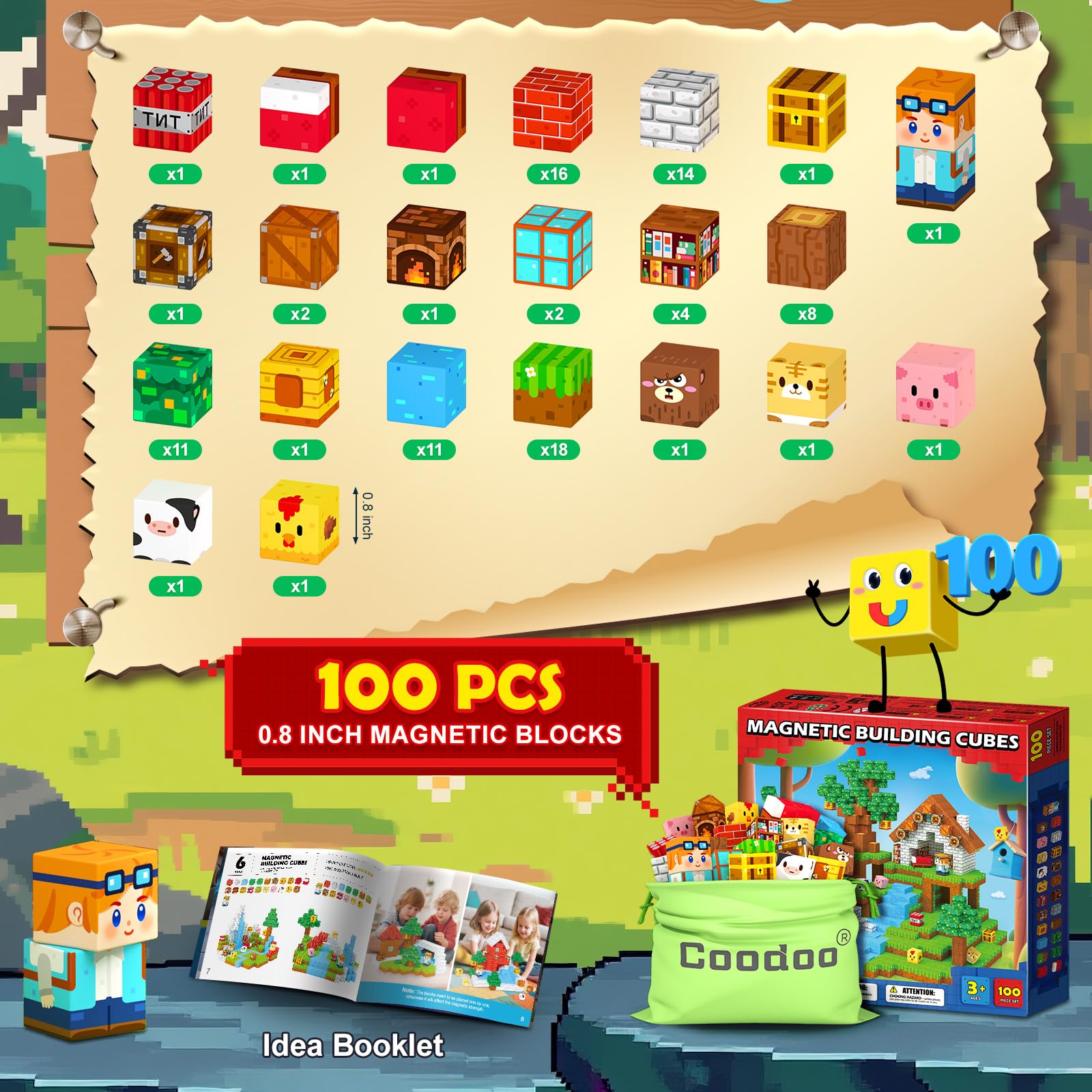 Coodoo Magnetic Blocks, Magnet Tiles Building Blocks STEM Montessori Toddler Kids Toys for Boys Girls Ages 3+ - Image 3