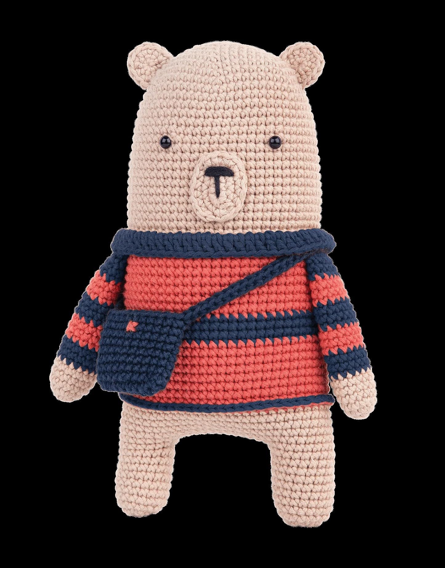 Dmc Pink Amigurumi Anchor Kit "Benji The Bear" - Intermediate Crochet With 100% Cotton Yarn, Accessories Included, Multilingual Instructions - Height 27Cm