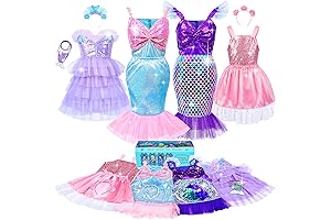 Jeowoqao Mermaid Princess Dress up Costume: 13Pcs Magical Dress Up Pretend Play...