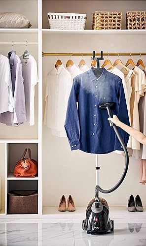 Miniatura 4 de SALAV GS18-DJ - Vaporizador de ropa de pie con ruedas enrollables para un fácil movimiento, tanque de agua de 1.8L para 1 hora de vapor continuo,