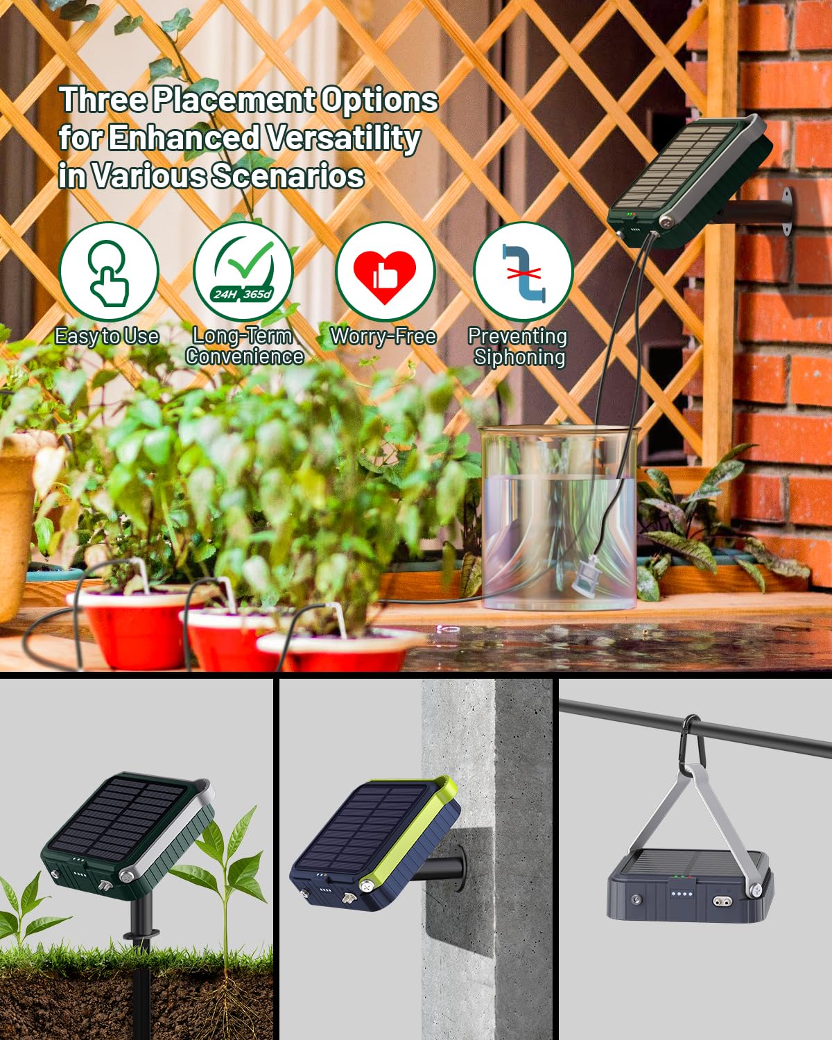 Solarny system nawadniania kropelkowego do ogrodu, automatyczny zestaw do nawadniania roślin doniczkowych, na balkon, łóżko roślinne i szklarnię, zestaw do nawadniania ogrodu (zielony)